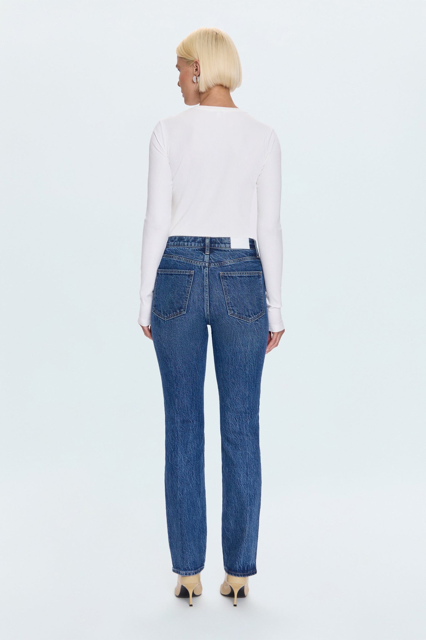 Allostudios – Bri Højtaljede Slim Straight Jeans - Blå Denim