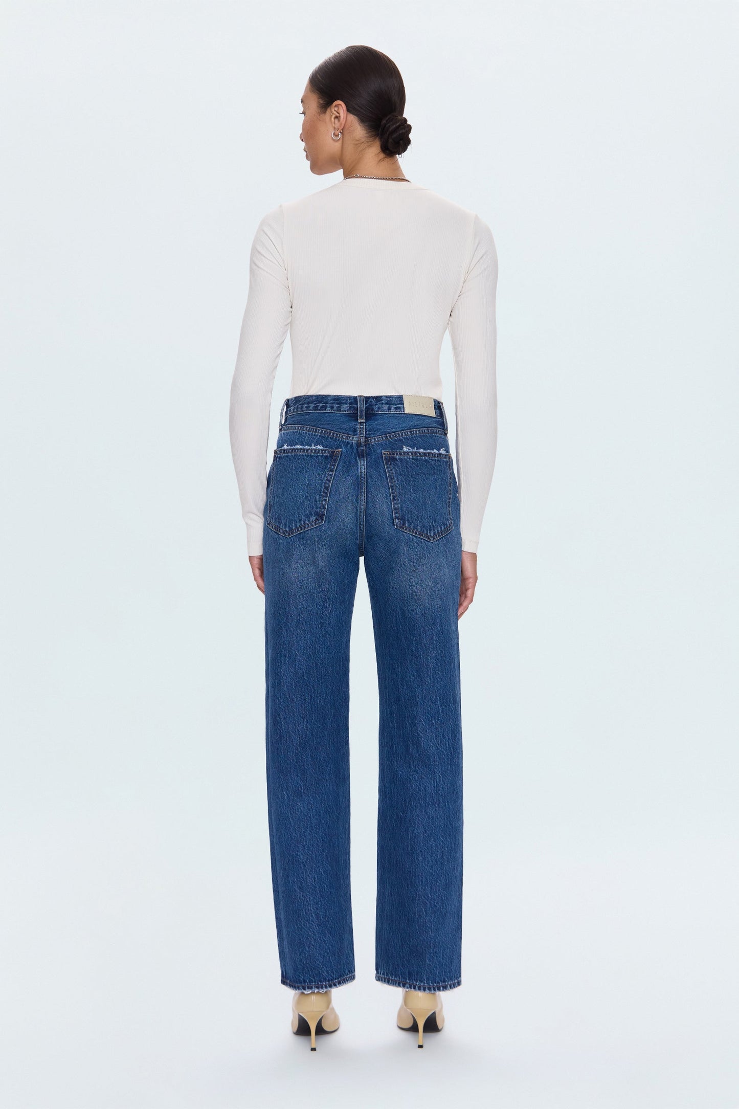 Allostudios – Petite Cassie Super Højtaljede Straight Jeans - Vintage Blå