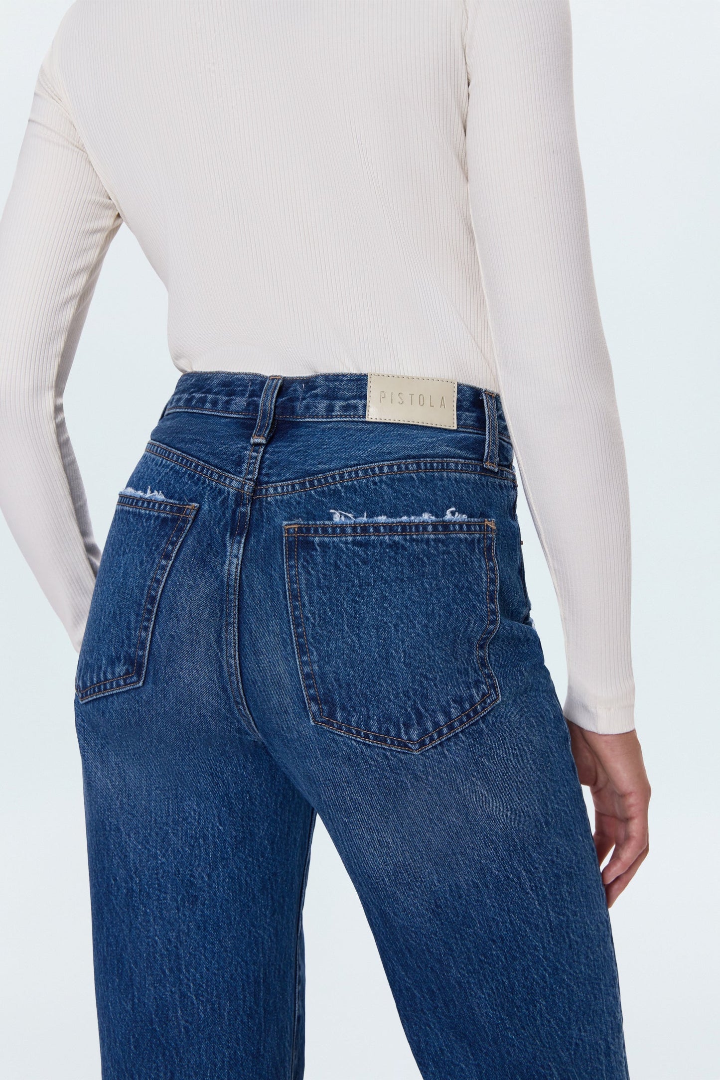 Allostudios – Cassie Super Højtaljede Straight Jeans - Vintage Blå