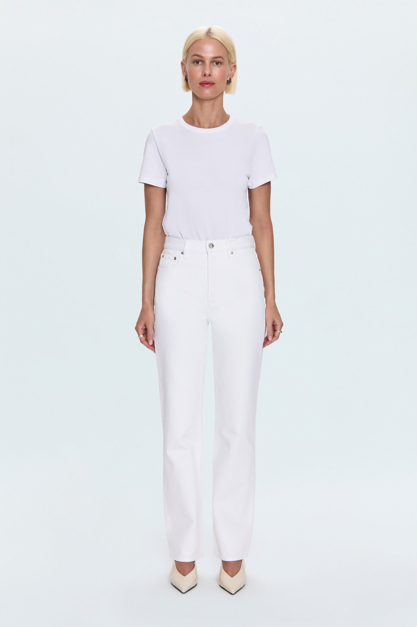 Allostudios – Cassie Super Højtaljede Straight Jeans - Hvid Denim