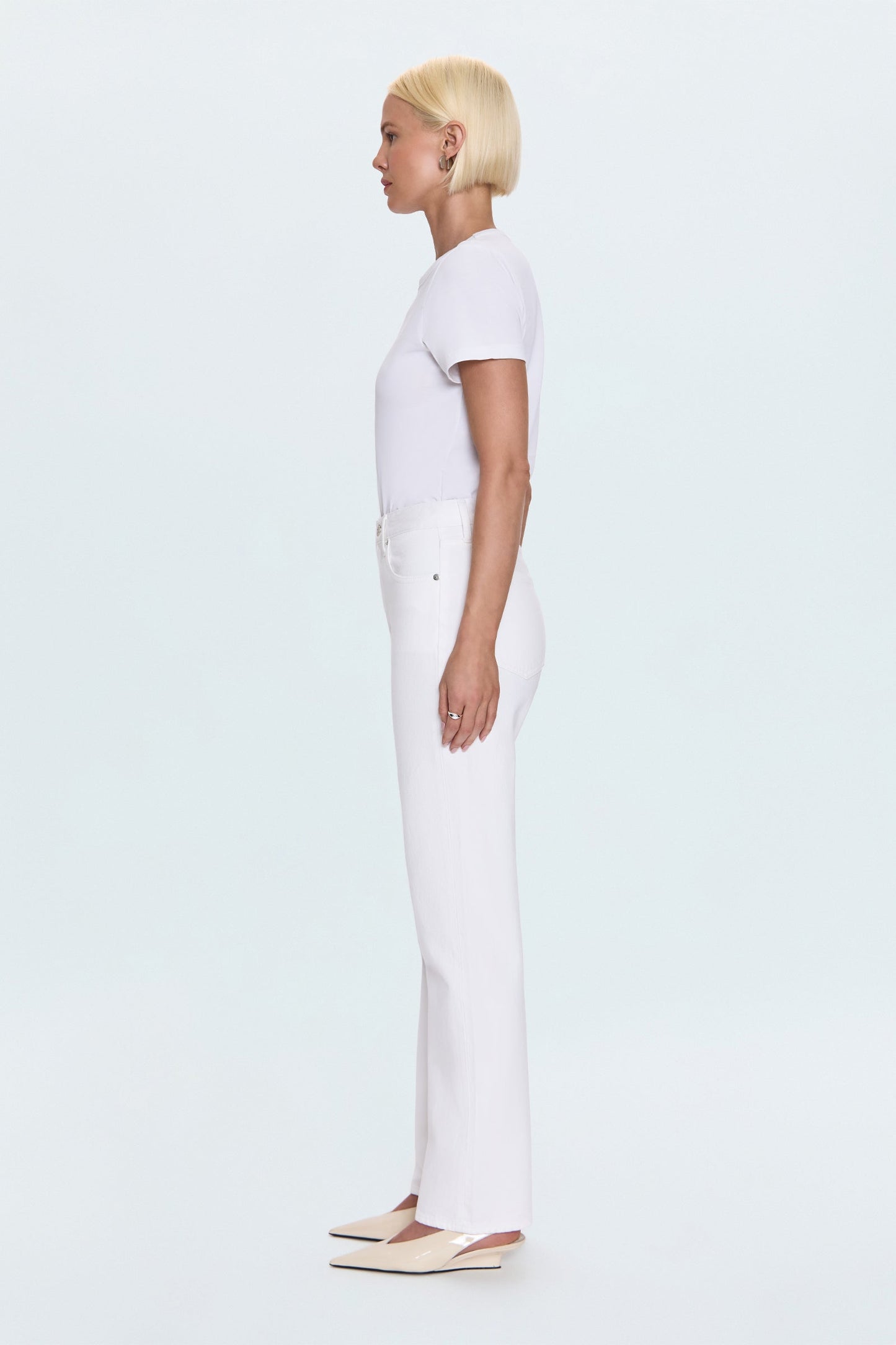 Allostudios – Cassie Super Højtaljede Straight Jeans - Hvid Denim