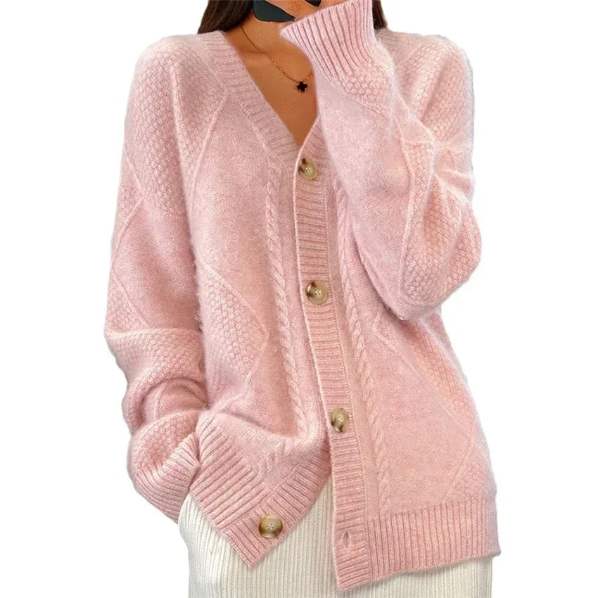 Lena cardigan dame – blød cashmere vest med knapper & elegante lange ærmer - Allostudios