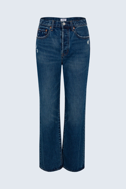 Allostudios – Petite Cassie Super Højtaljede Straight Jeans - Vintage Blå