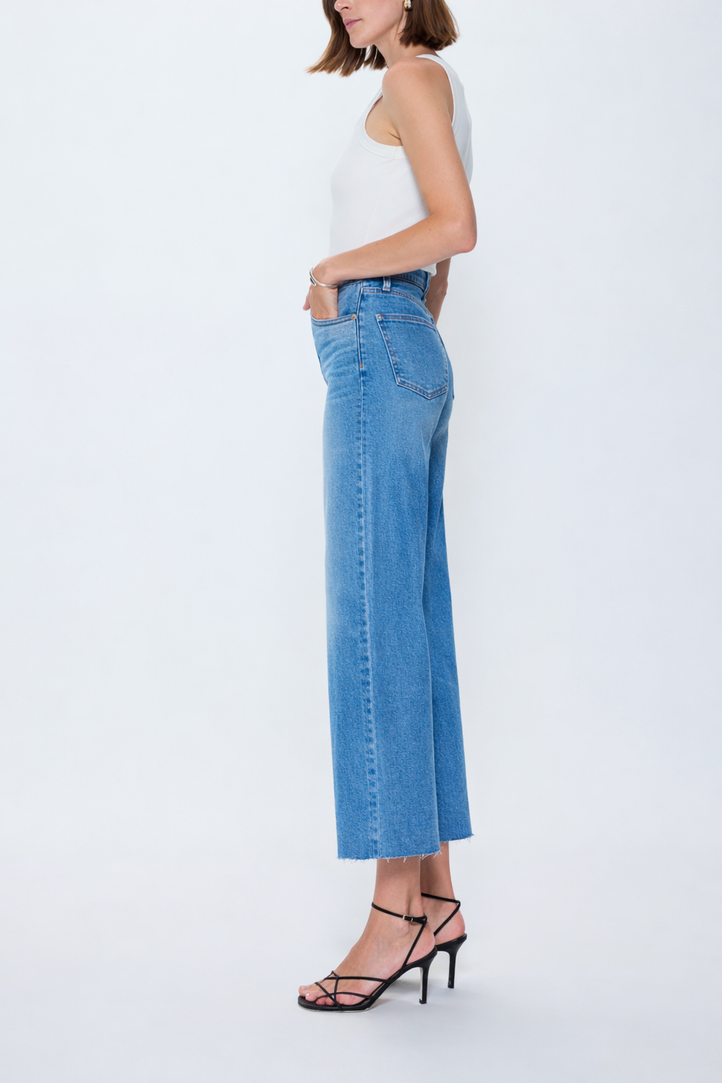 Allostudios Lana Crop High Rise Ultra Wide Leg Jeans - Havblå