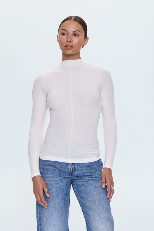 Allostudios – Dara Langærmet Funnel Neck Top - Natur