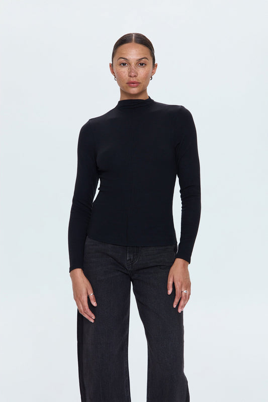 Allostudios – Dara Langærmet Funnel Neck Top - Sort