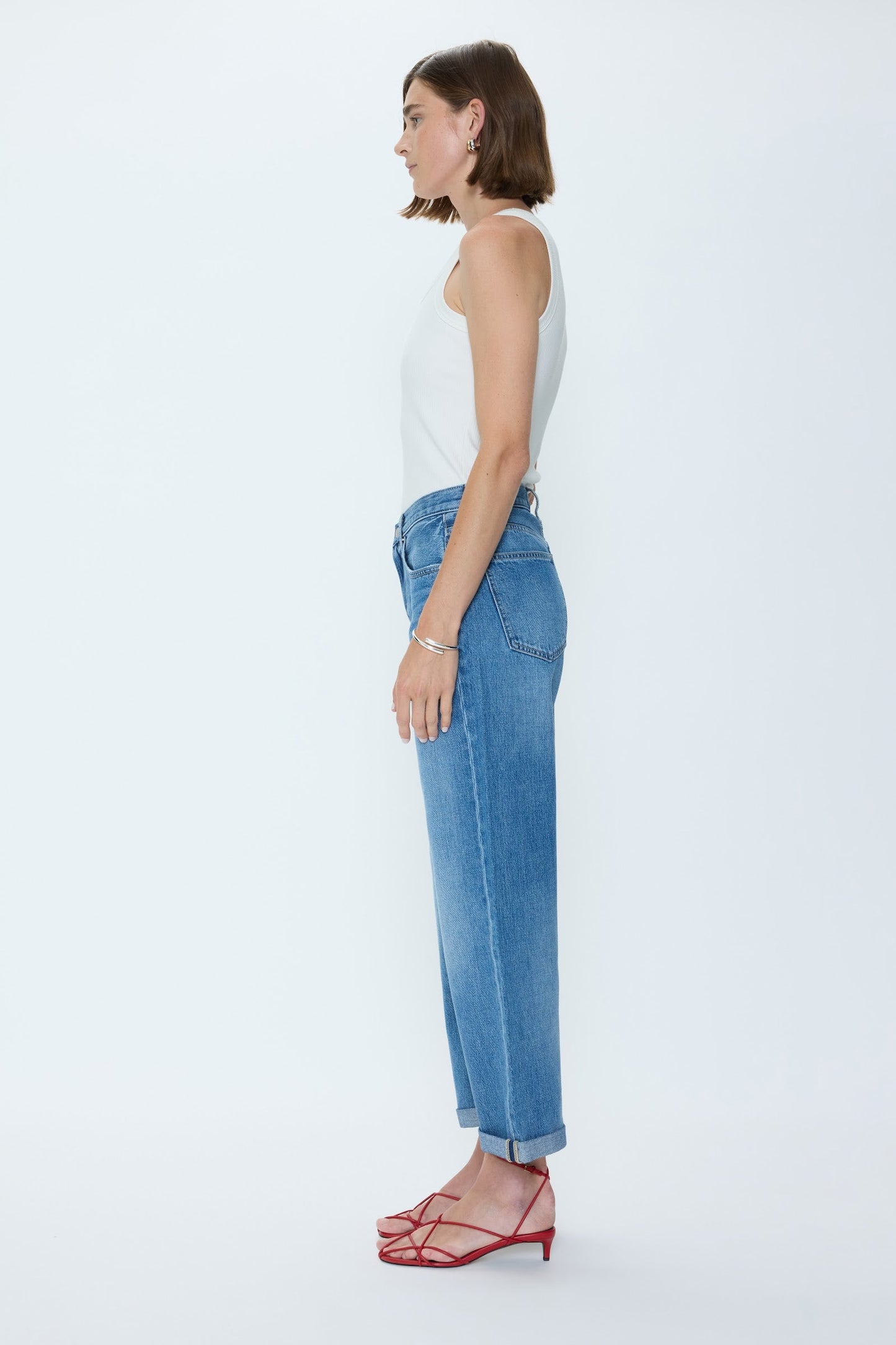 Allostudios – Donny Boyfriend Jeans med Oprullet Kant - Lyseblå Vintage