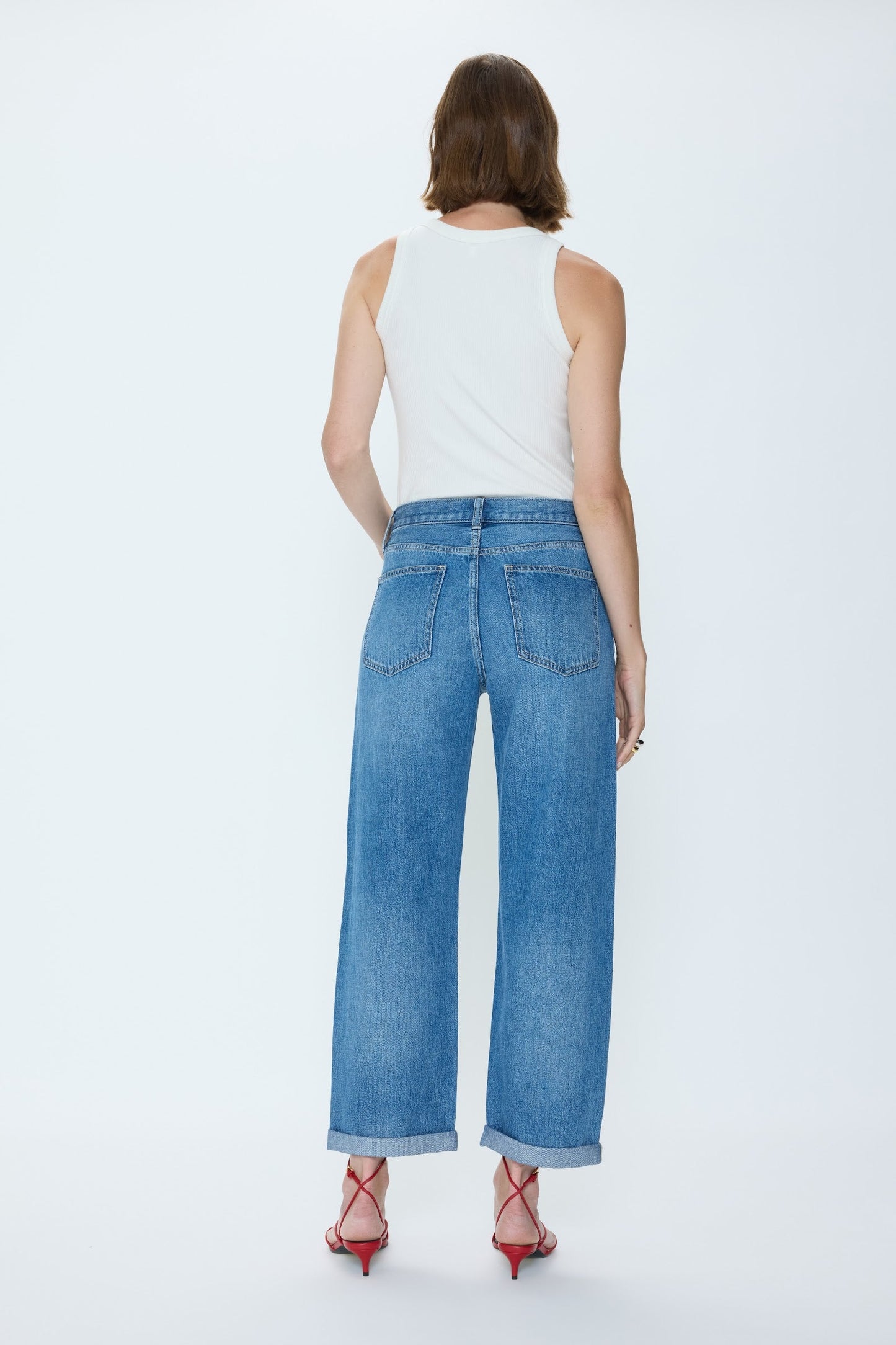 Allostudios – Donny Boyfriend Jeans med Oprullet Kant - Lyseblå Vintage