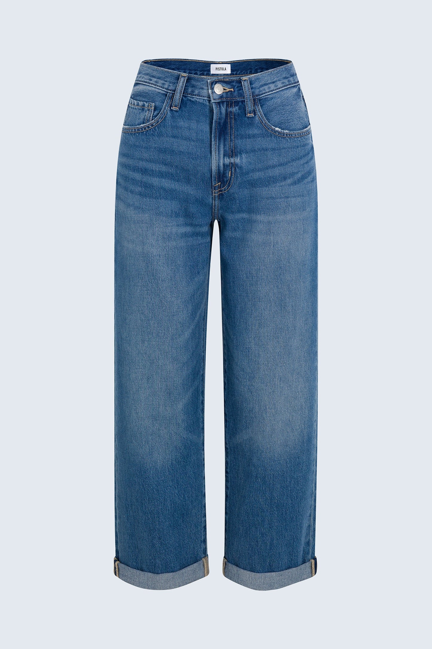 Allostudios – Donny Boyfriend Jeans med Oprullet Kant - Lyseblå Vintage