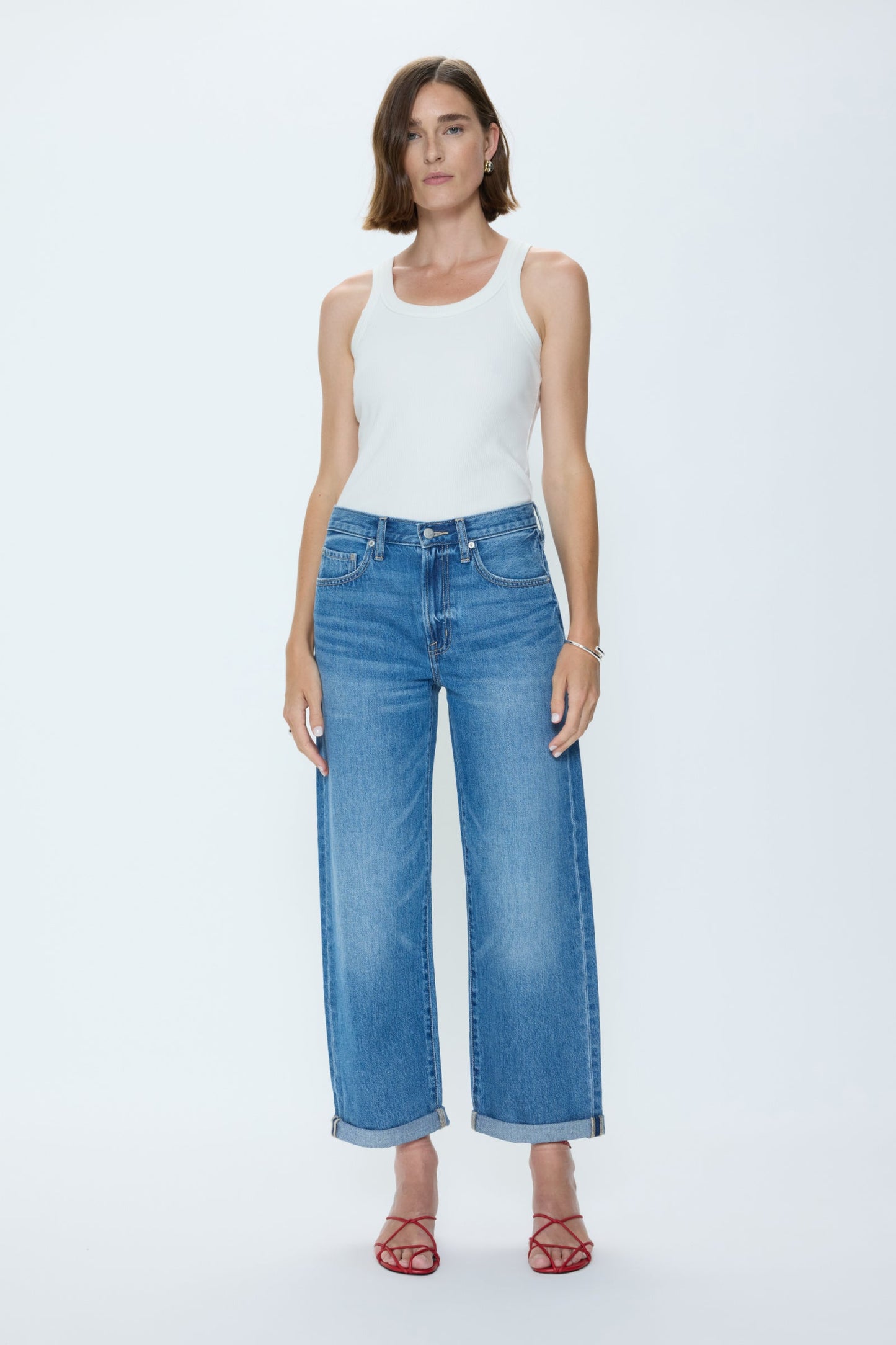 Allostudios – Donny Boyfriend Jeans med Oprullet Kant - Lyseblå Vintage