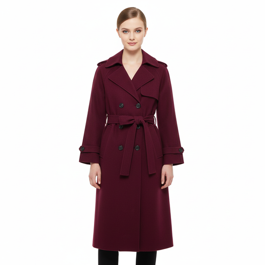 Victoria Oversize Frakke til Kvinder – Frakke i Blandingsuld Bourgogne Elegant Snit - Allostudios