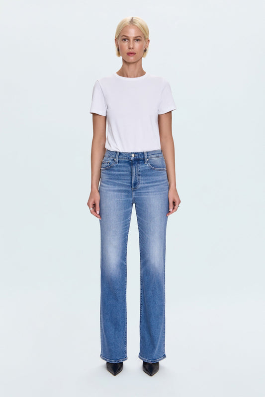 Allostudios – Evie Højtaljede Slim Boot Jeans - Mellemblå
