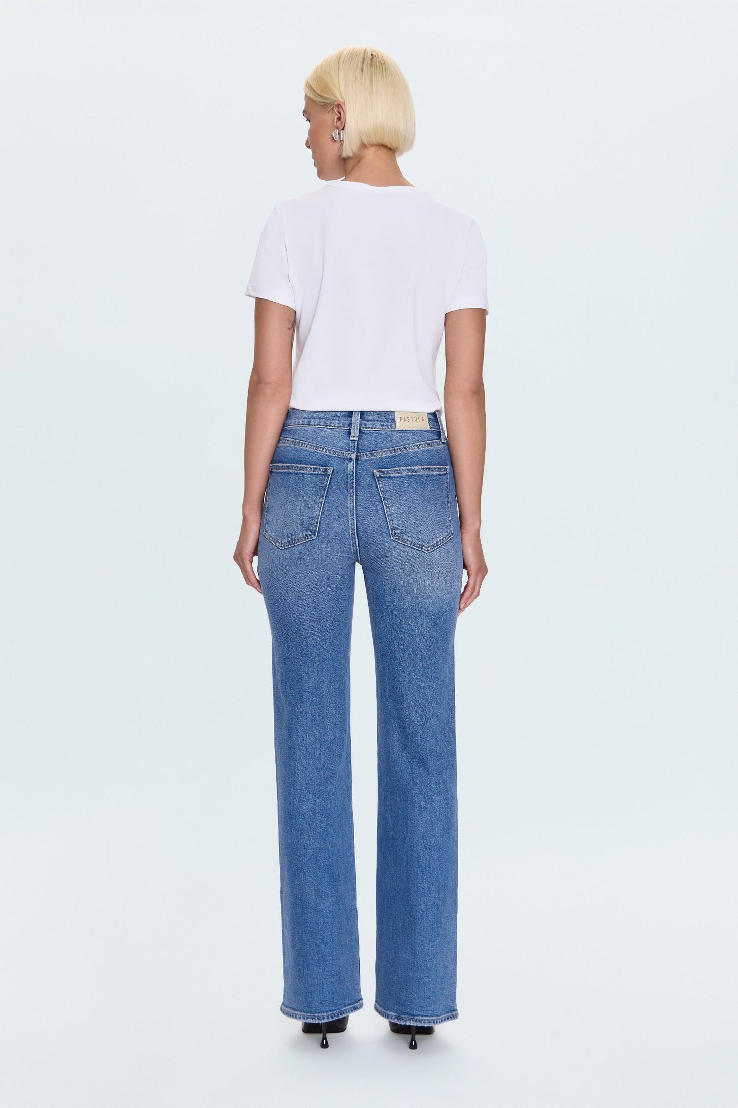 Allostudios – Petite Evie Højtaljede Slim Boot Jeans - Mellemblå