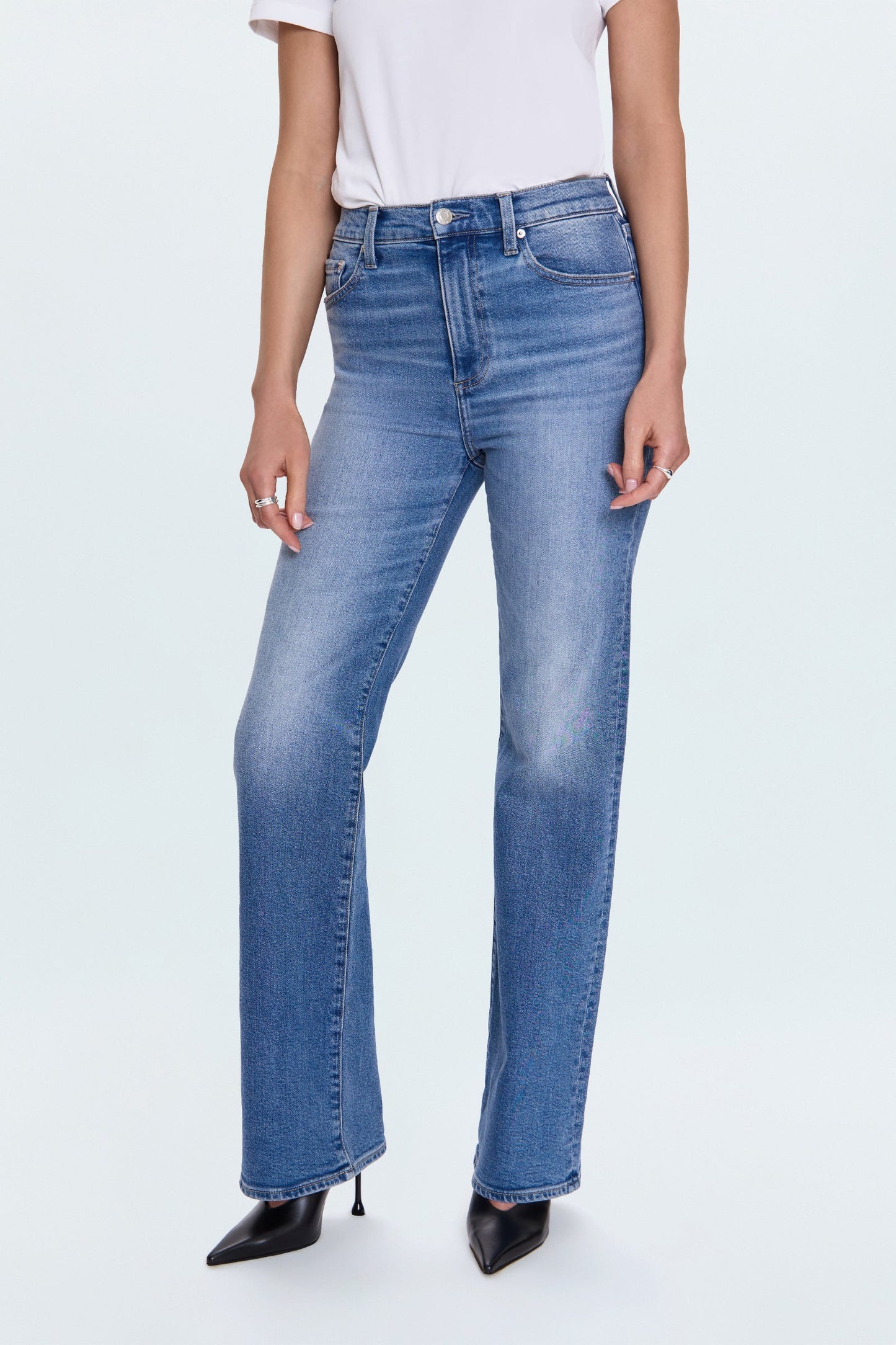 Allostudios – Evie Højtaljede Slim Boot Jeans - Mellemblå