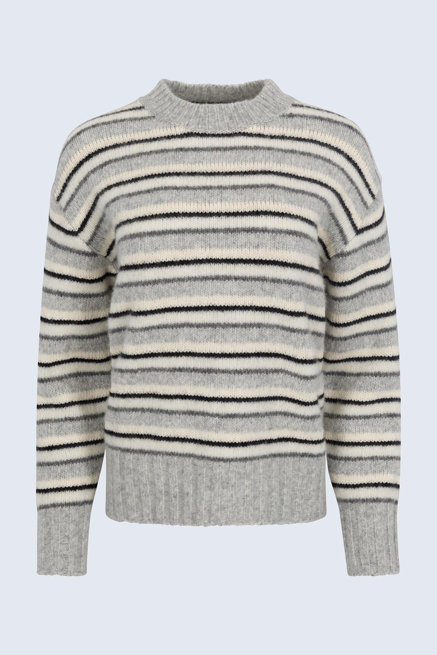 Allostudios – Hanna Oversized Strik Sweater - Grå/Hvid Stribet