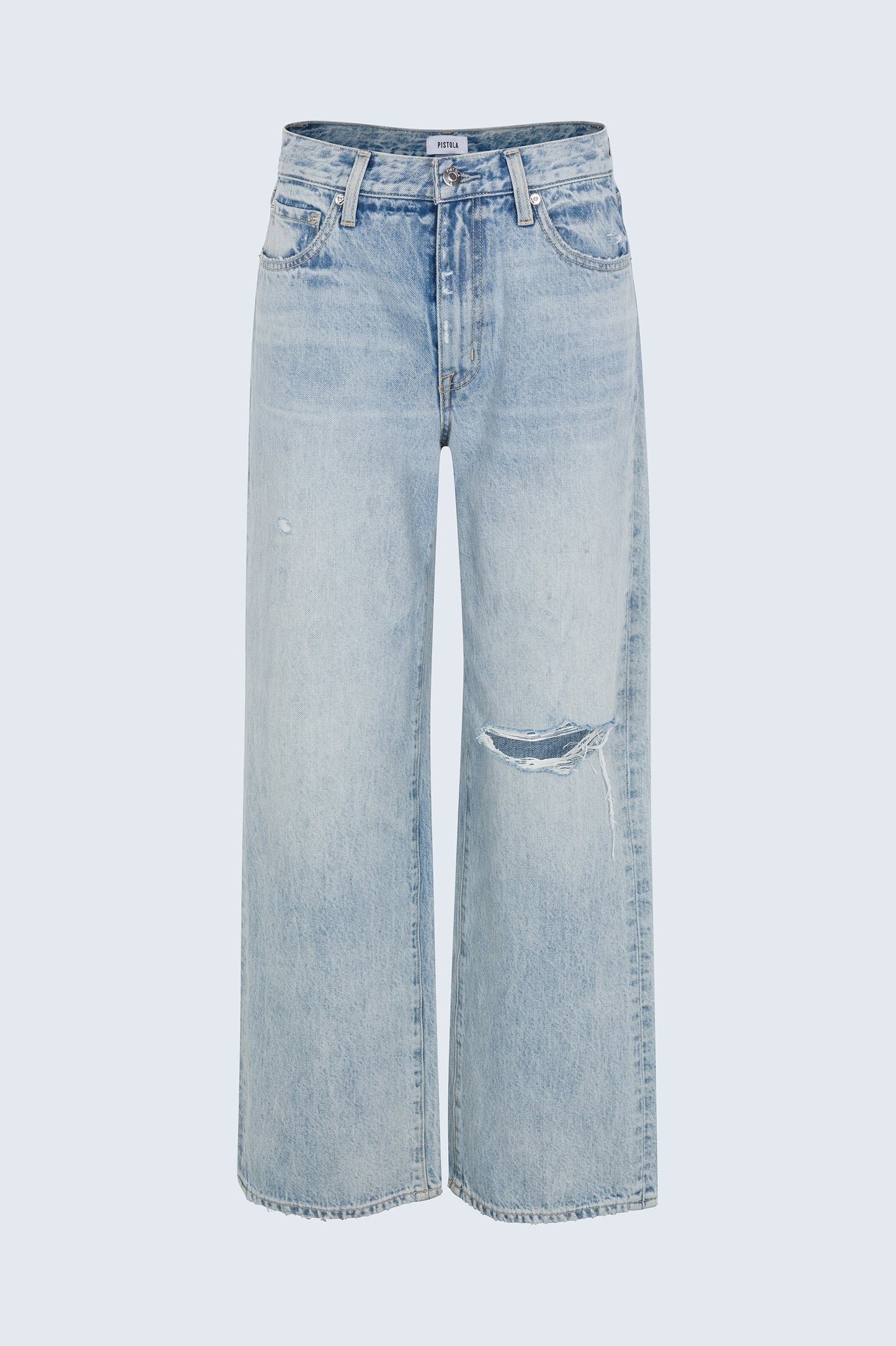 Allostudios – Hendrix Højtaljede Baggy Jeans - Slidt Lys Blå