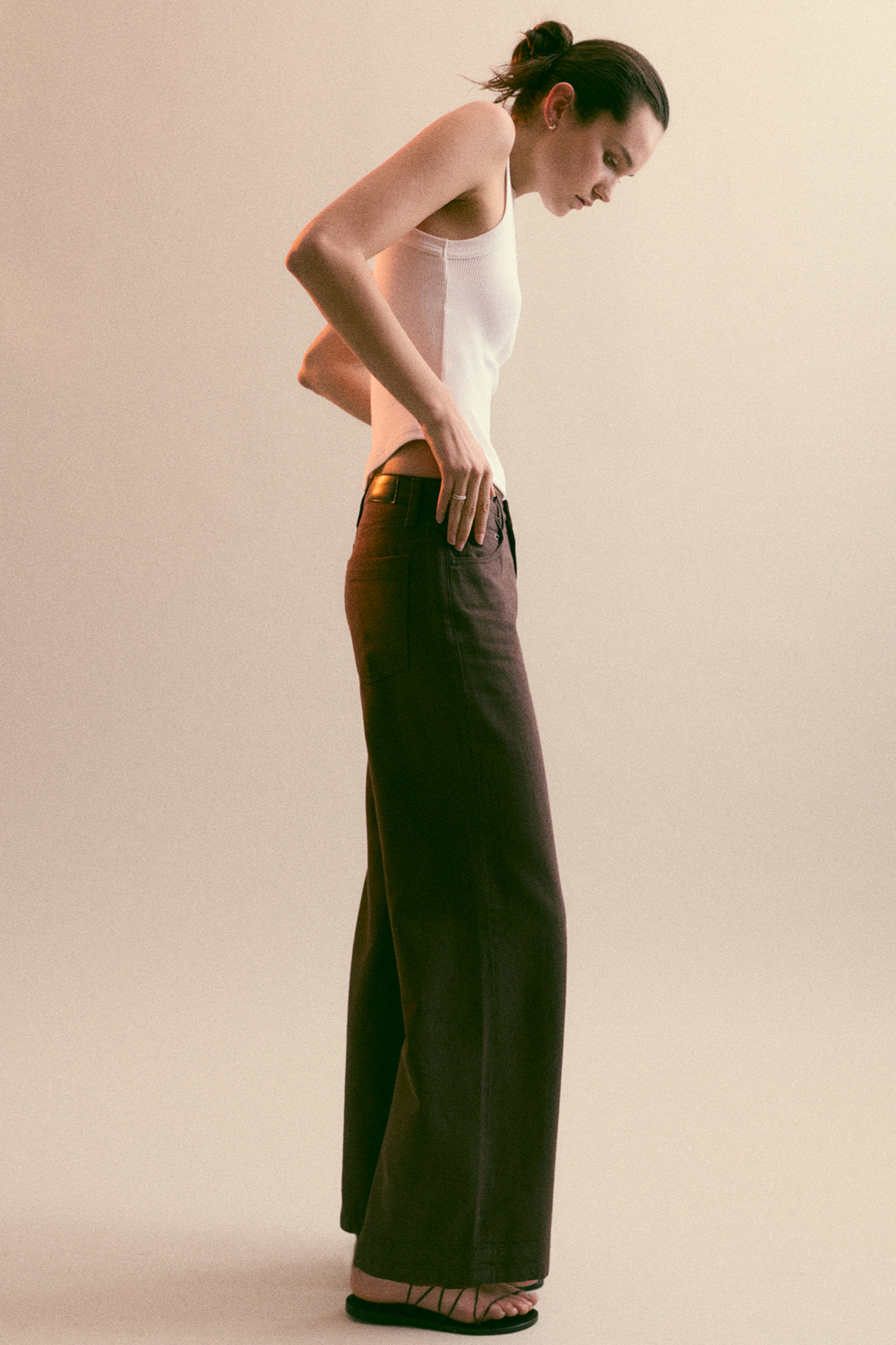Allostudios – Jadyn Mellemhøje Palazzo Jeans - Brun