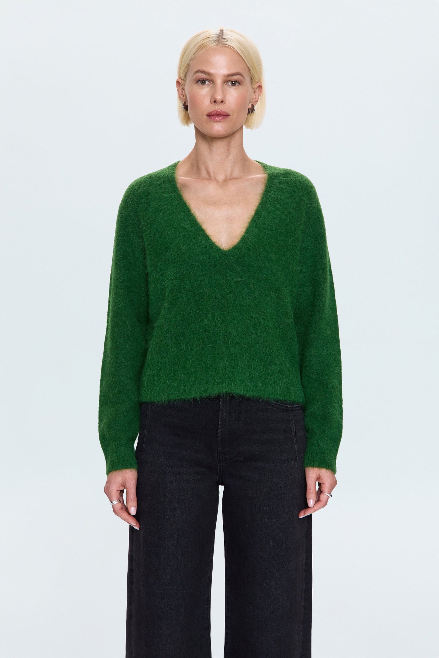 Allostudios – Kit V-Hals Langærmet Pullover Sweater - Wintergreen