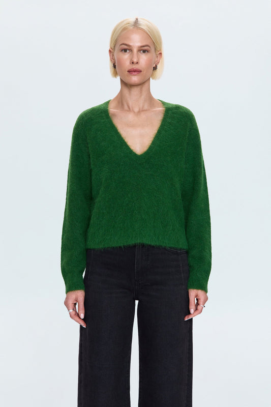 Allostudios – Kit V-Hals Langærmet Pullover Sweater - Wintergreen