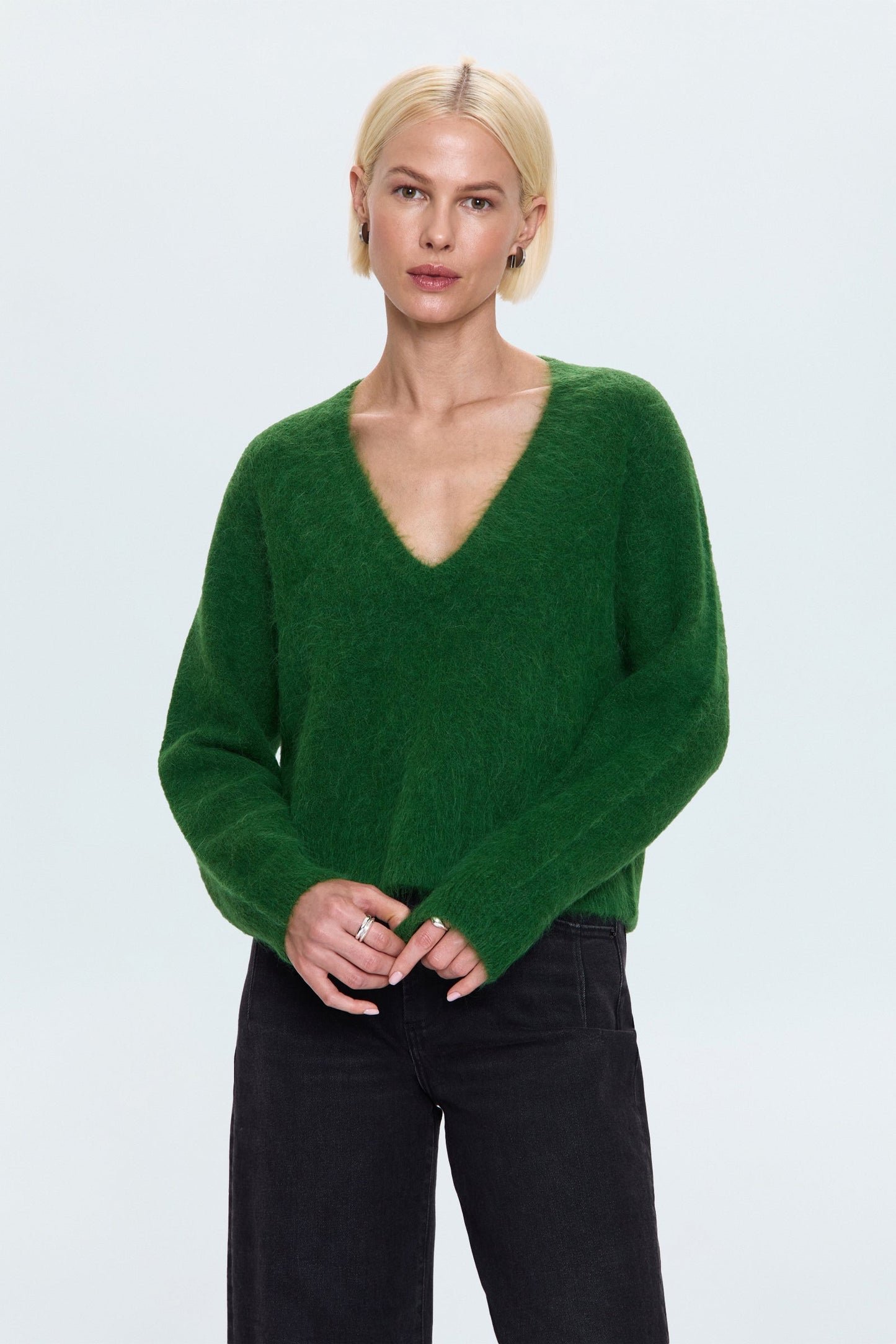 Allostudios – Kit V-Hals Langærmet Pullover Sweater - Wintergreen