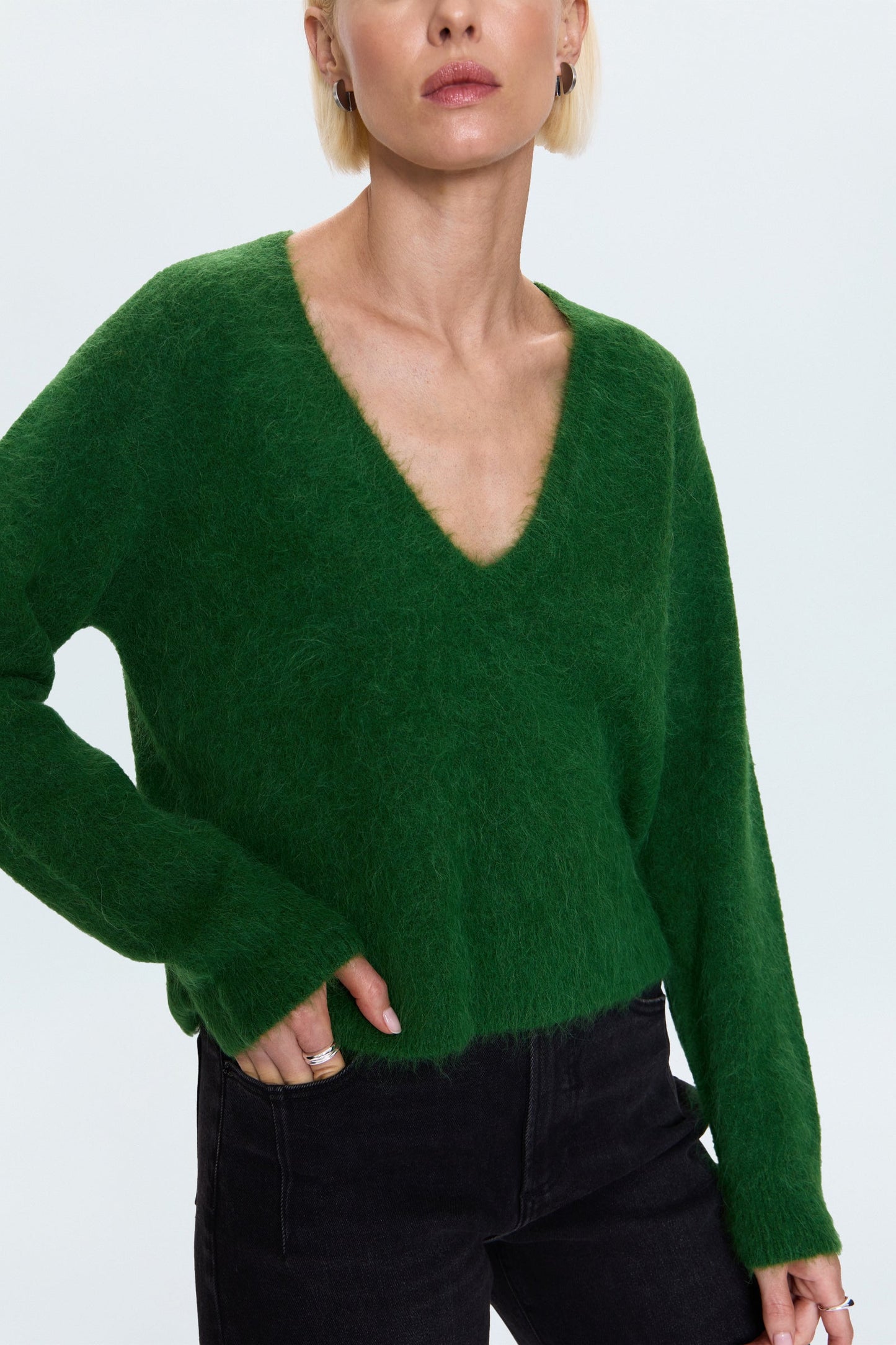 Allostudios – Kit V-Hals Langærmet Pullover Sweater - Wintergreen
