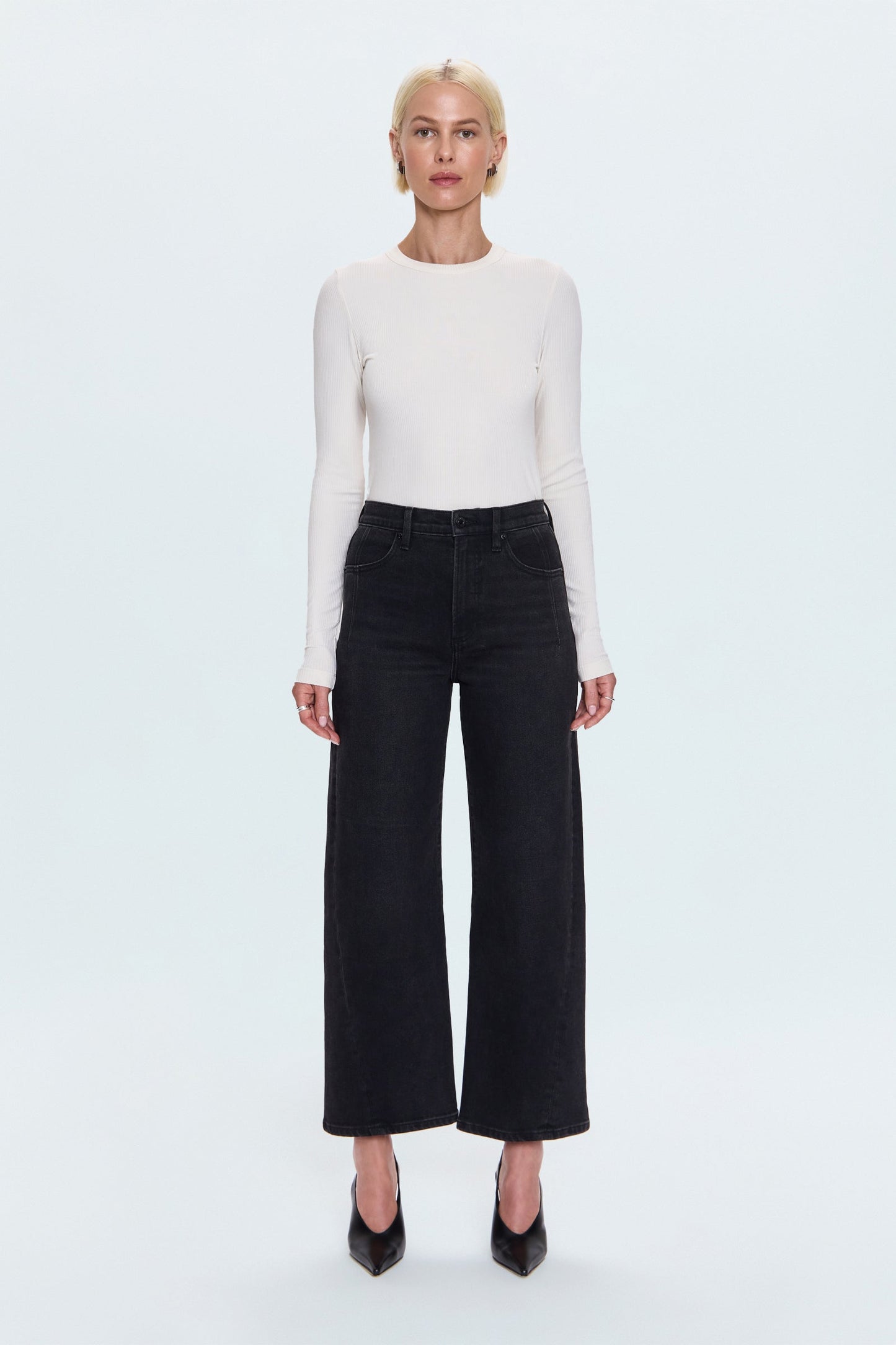 Allostudios – Kyra Højtaljede Bowed Ankle Jeans - Koksgrå
