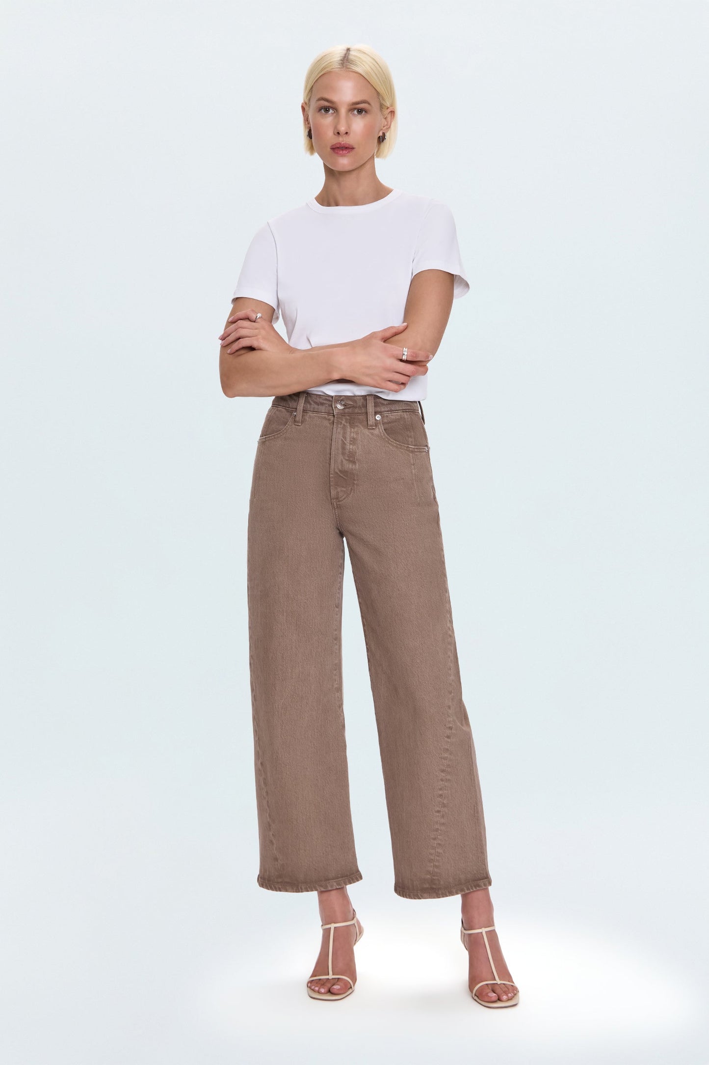 Allostudios – Kyra Højtaljede Bowed Ankle Jeans - Varm Brun