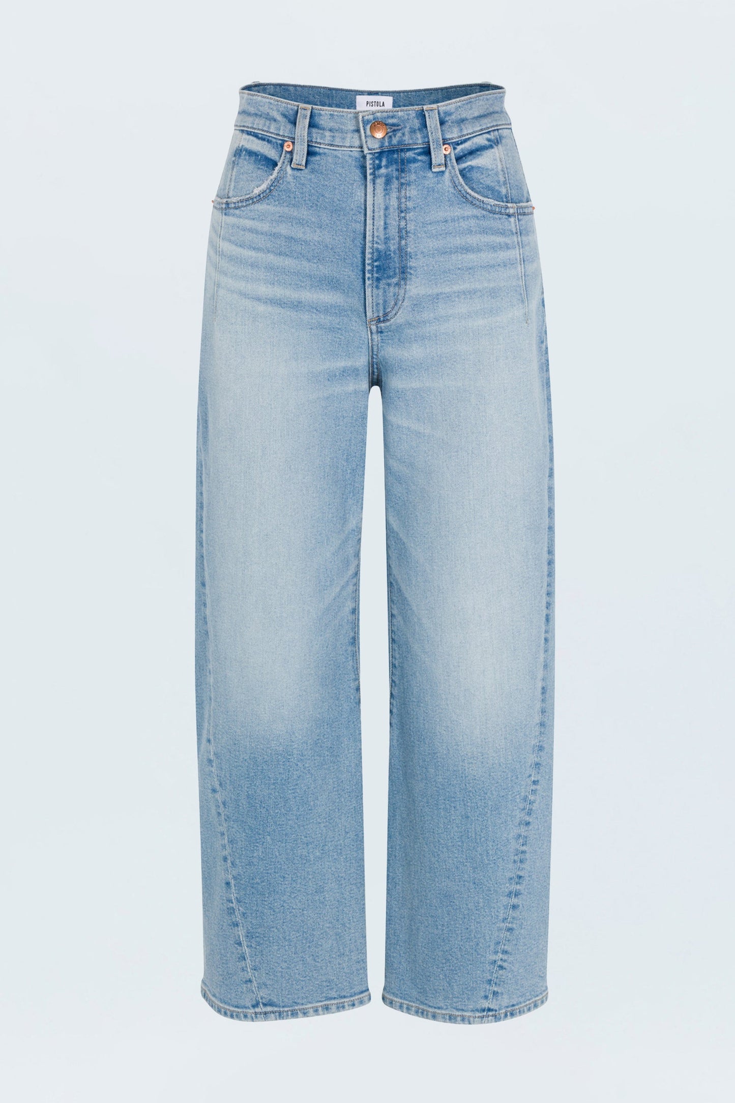 Allostudios – Kyra Højtaljede Bowed Ankle Jeans - Lyseblå Denim