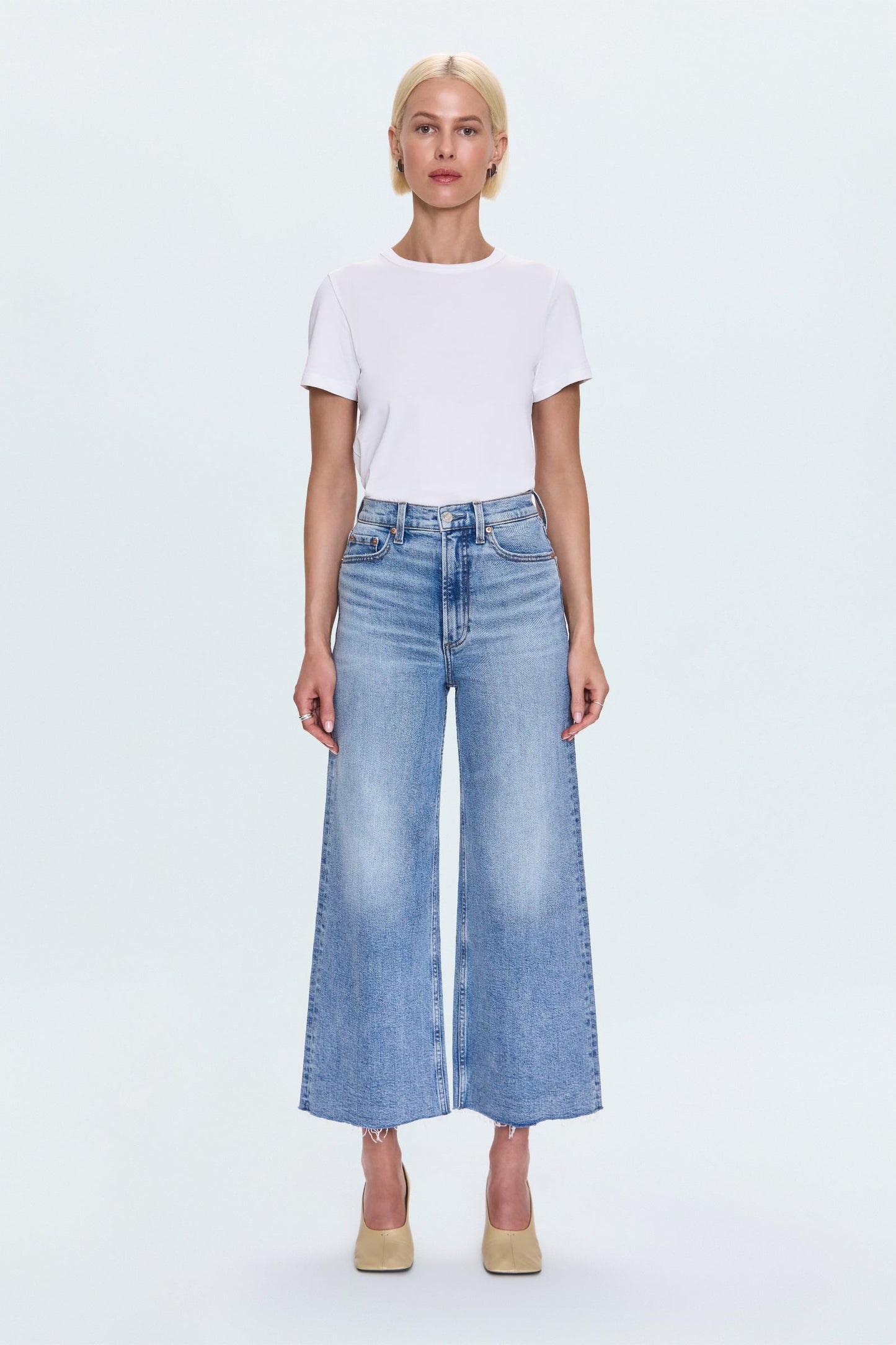 Allostudios – Lana Crop Højtaljede Ultra Wide Leg Jeans - Vintage Mellemblå