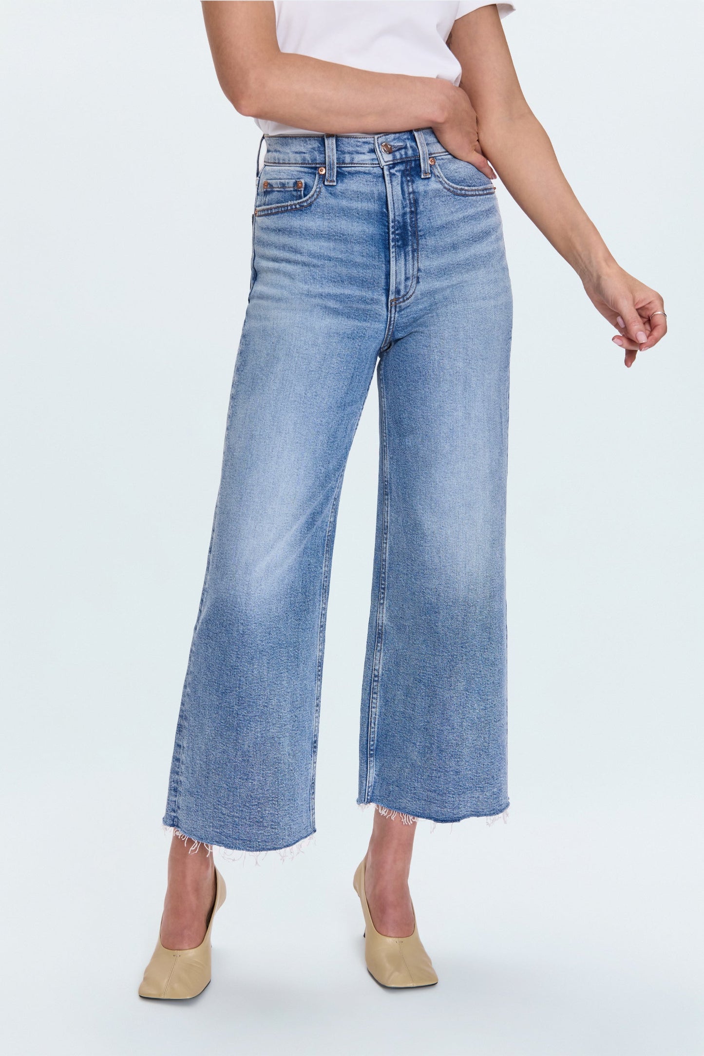 Allostudios – Lana Crop Højtaljede Ultra Wide Leg Jeans - Vintage Mellemblå