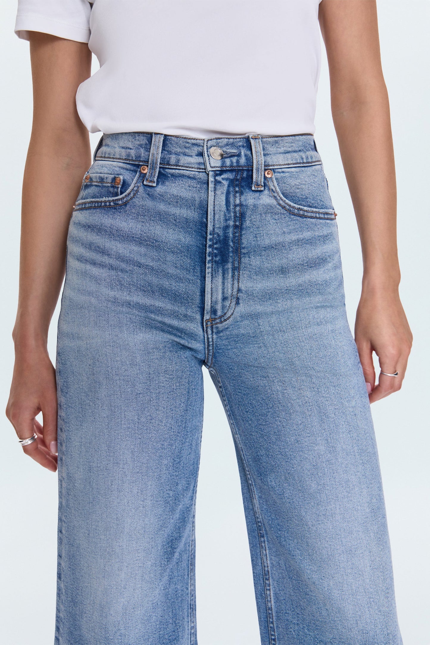 Allostudios – Lana Crop Højtaljede Ultra Wide Leg Jeans - Vintage Mellemblå