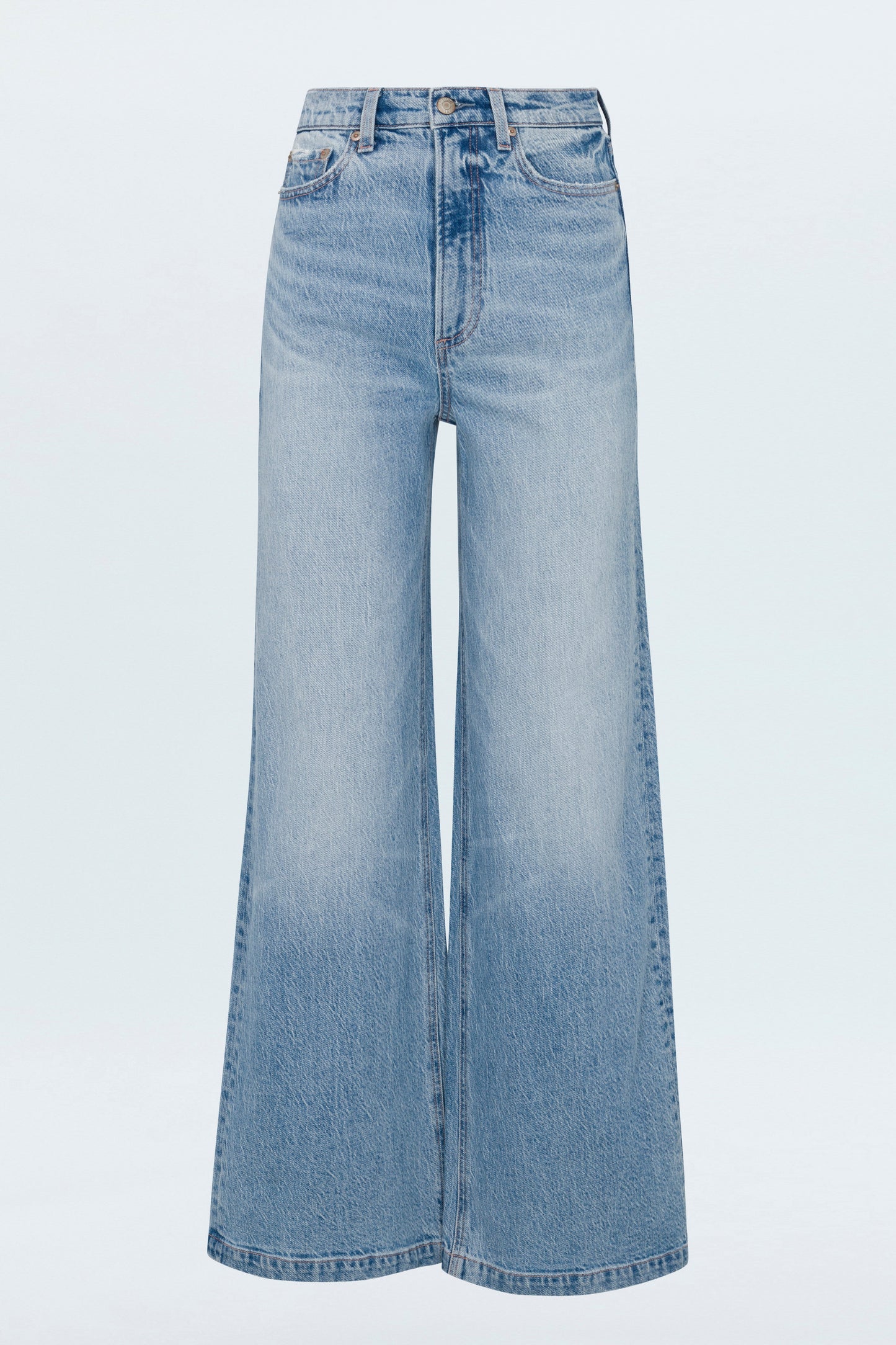 Allostudios – Lana Højtaljede Ultra Wide Leg Jeans - Støvet Himmelblå Denim