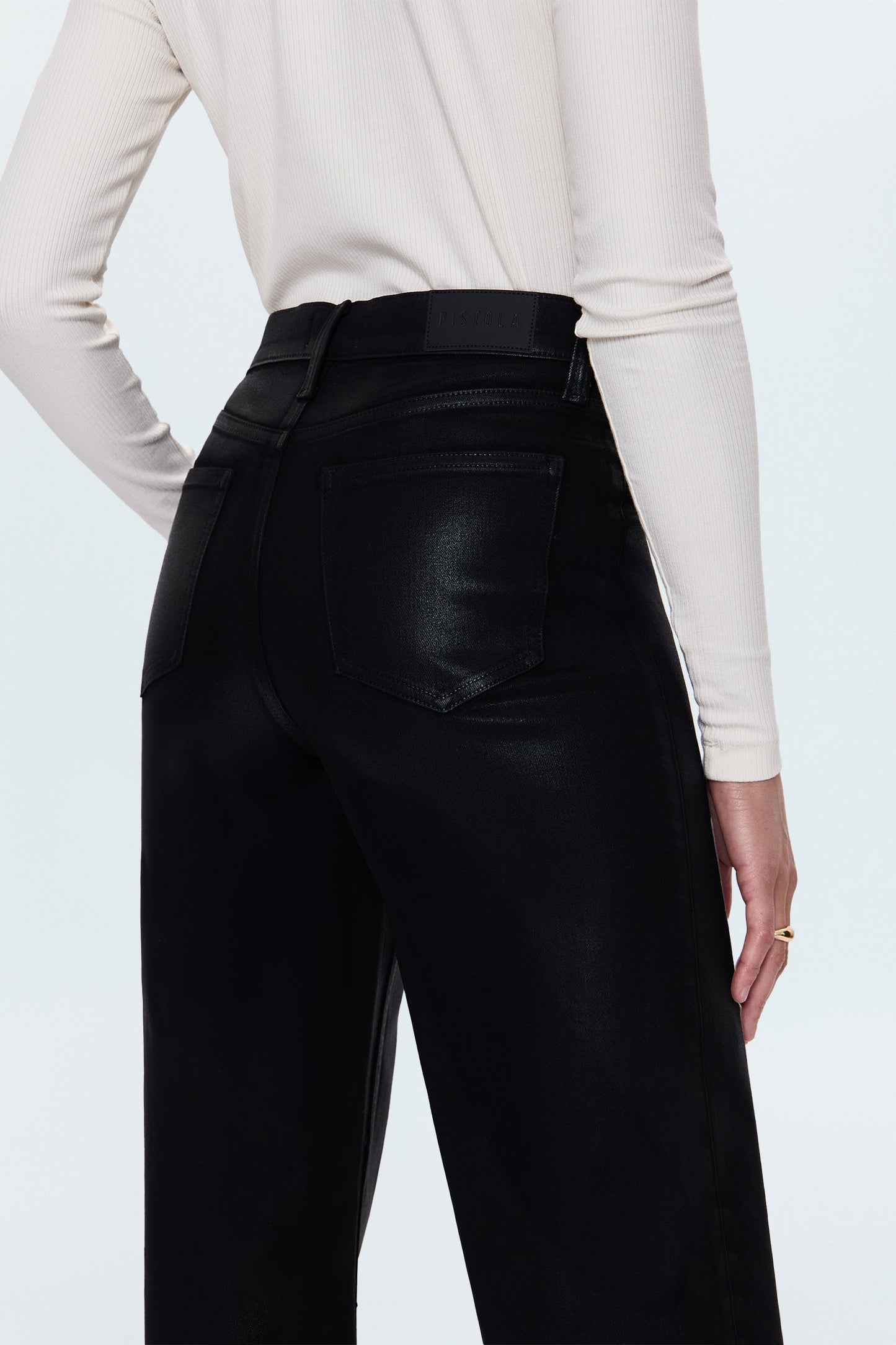 Allostudios – Lana Højtaljede Ultra Wide Jeans - Coated Sort