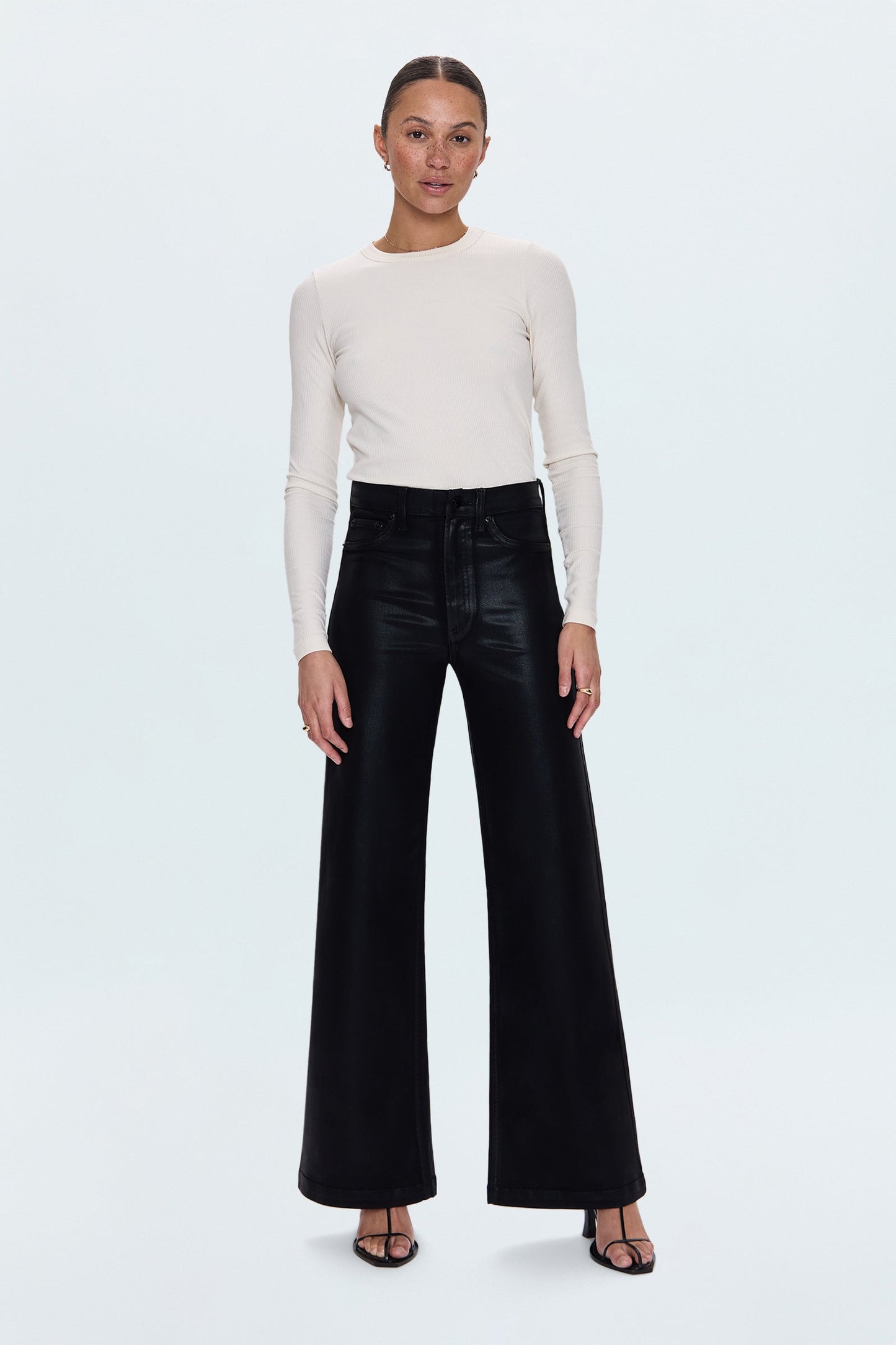 Allostudios – Lana Højtaljede Ultra Wide Jeans - Coated Sort