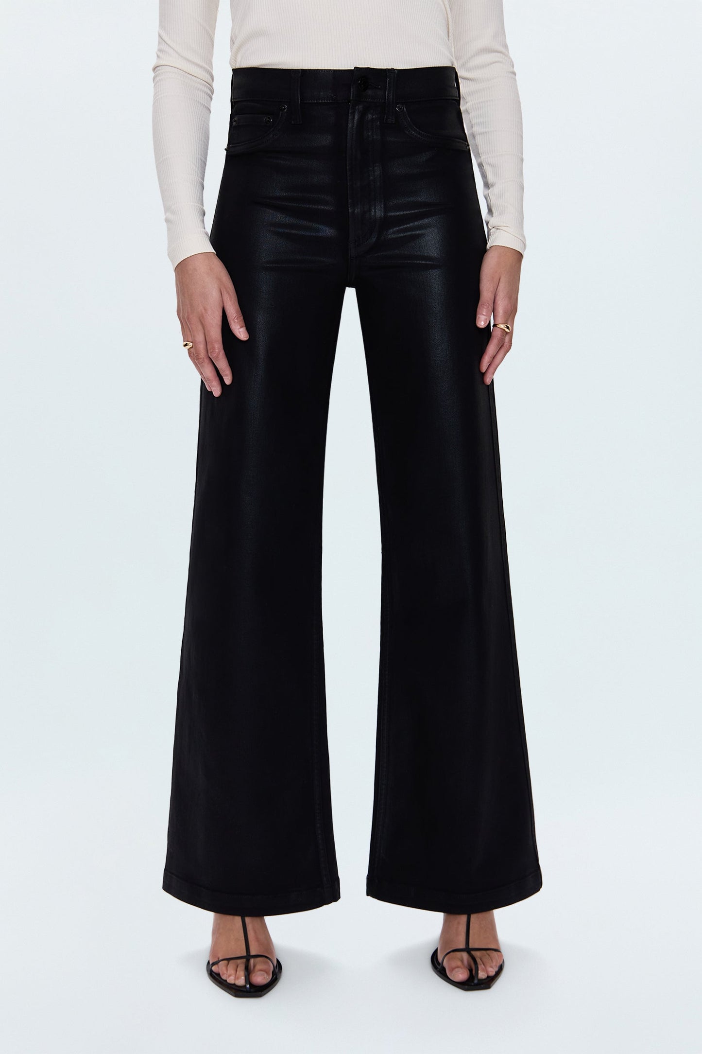 Allostudios – Lana Højtaljede Ultra Wide Jeans - Coated Sort