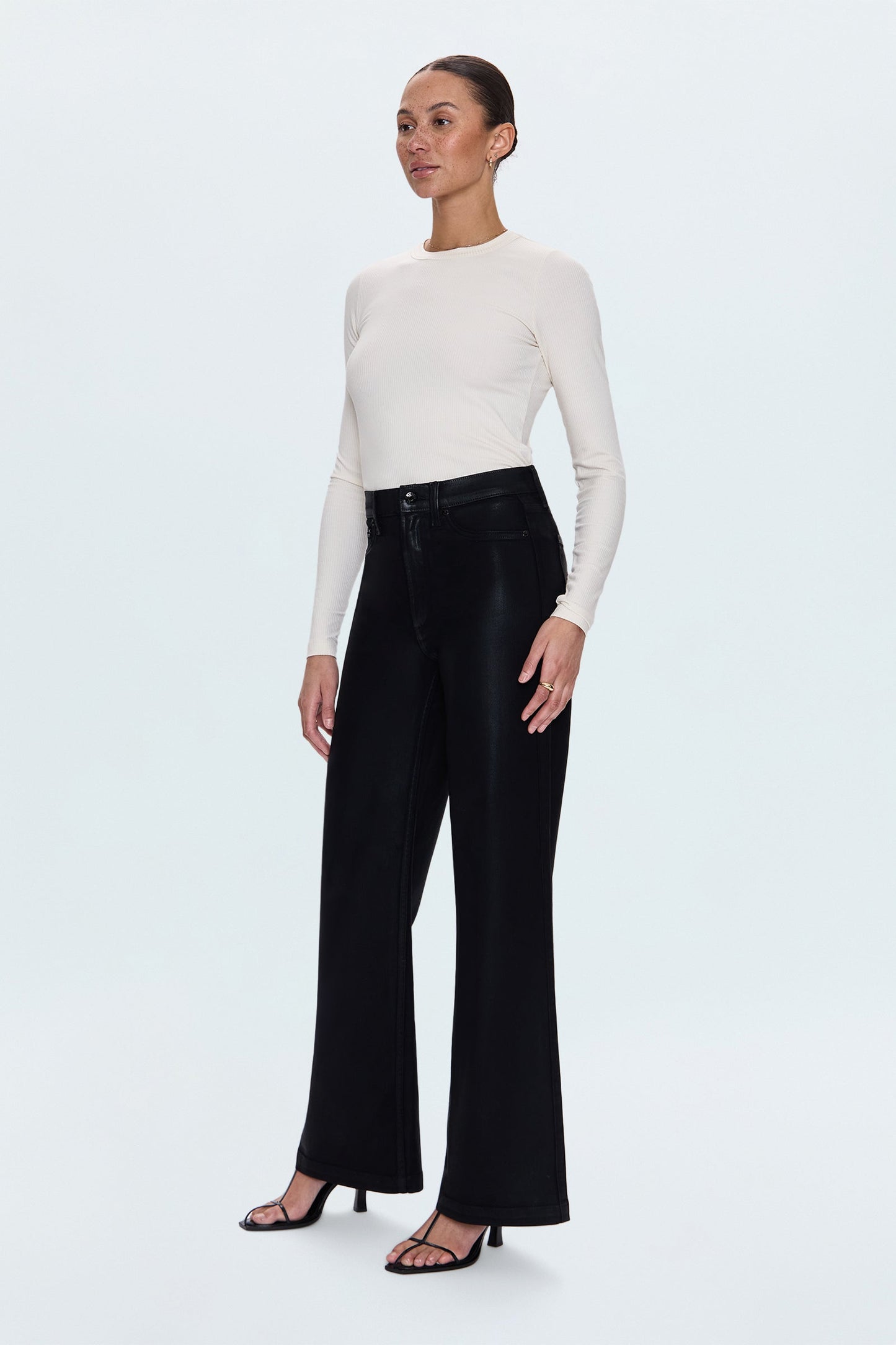 Allostudios – Lana Højtaljede Ultra Wide Jeans - Coated Sort
