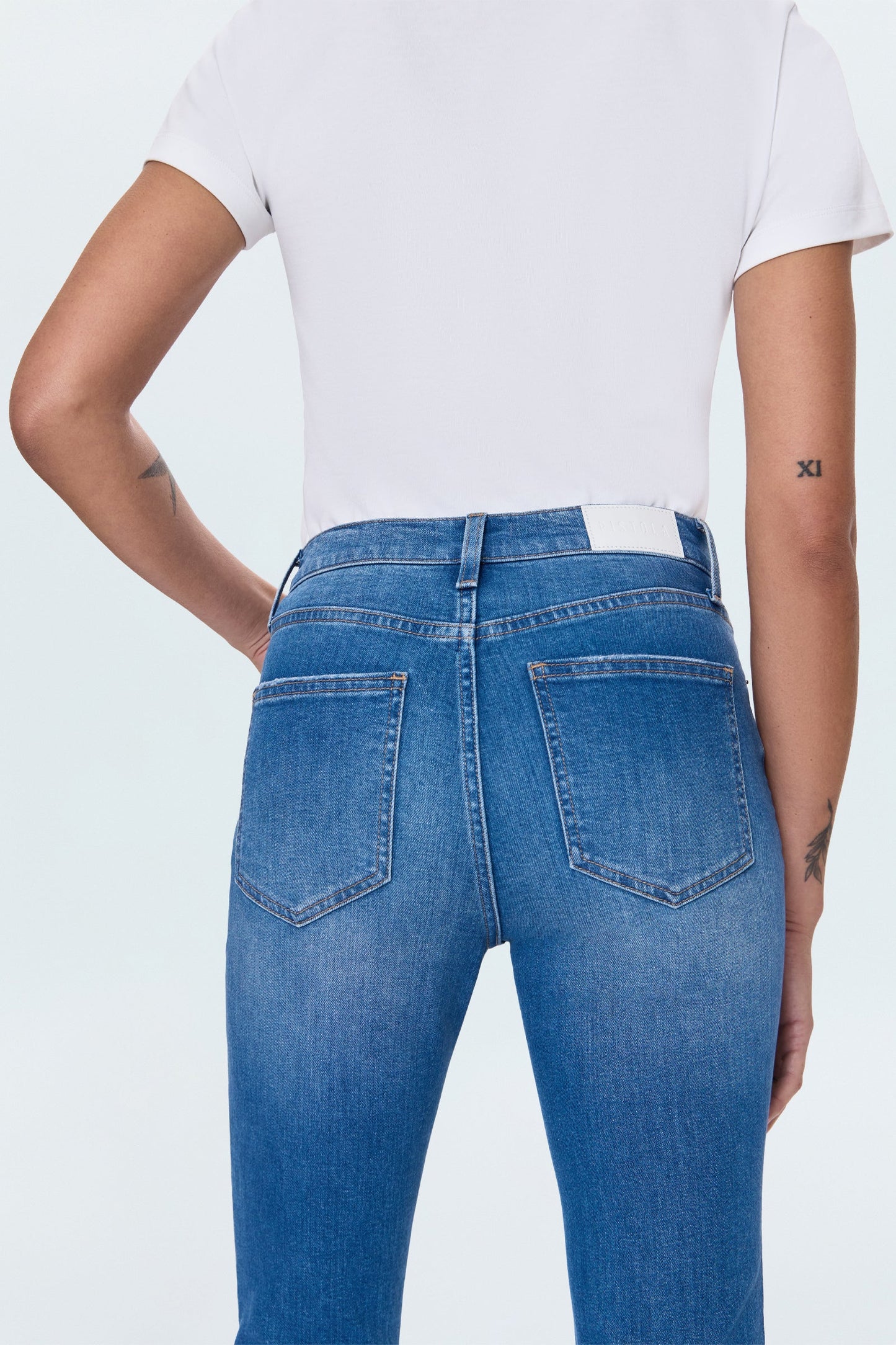 Allostudios Lennon Højtaljede Croppede Bootcut Jeans - Mellemblå Vintage