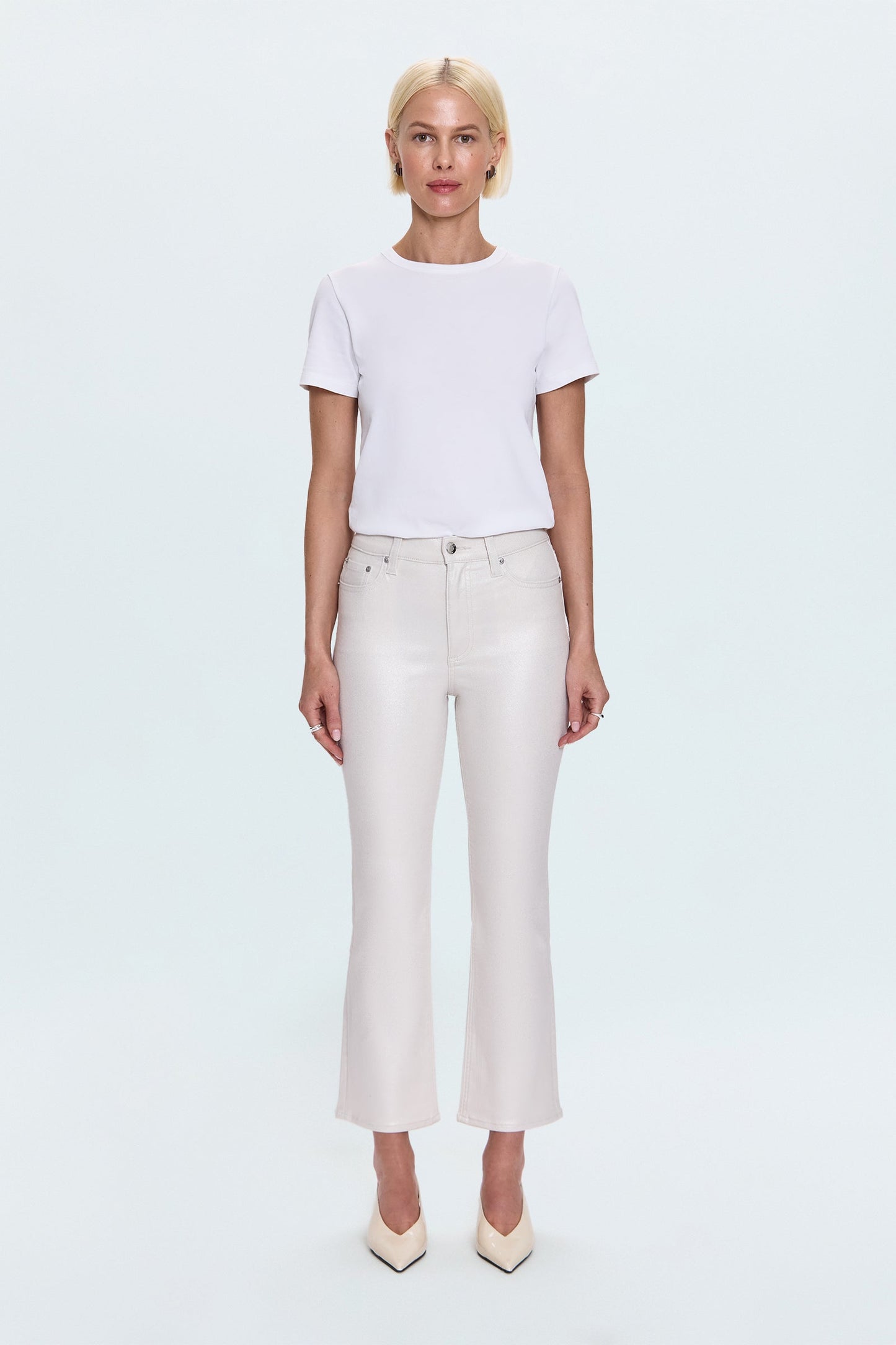 Allostudios – Lennon Højtaljede Crop Boot Jeans - Off White
