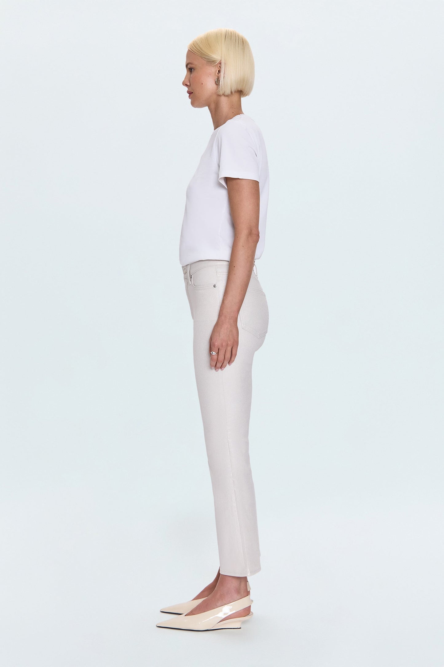Allostudios – Lennon Højtaljede Crop Boot Jeans - Off White