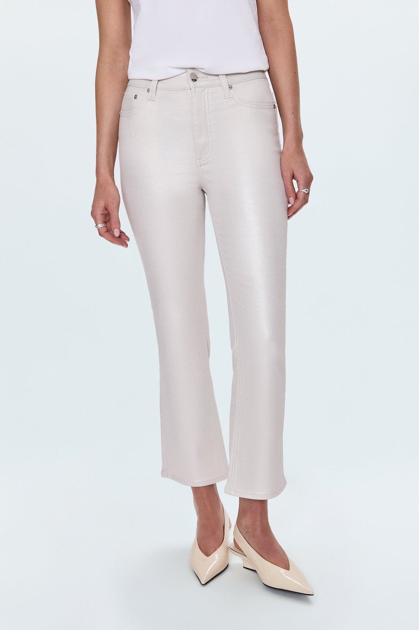 Allostudios – Lennon Højtaljede Crop Boot Jeans - Off White