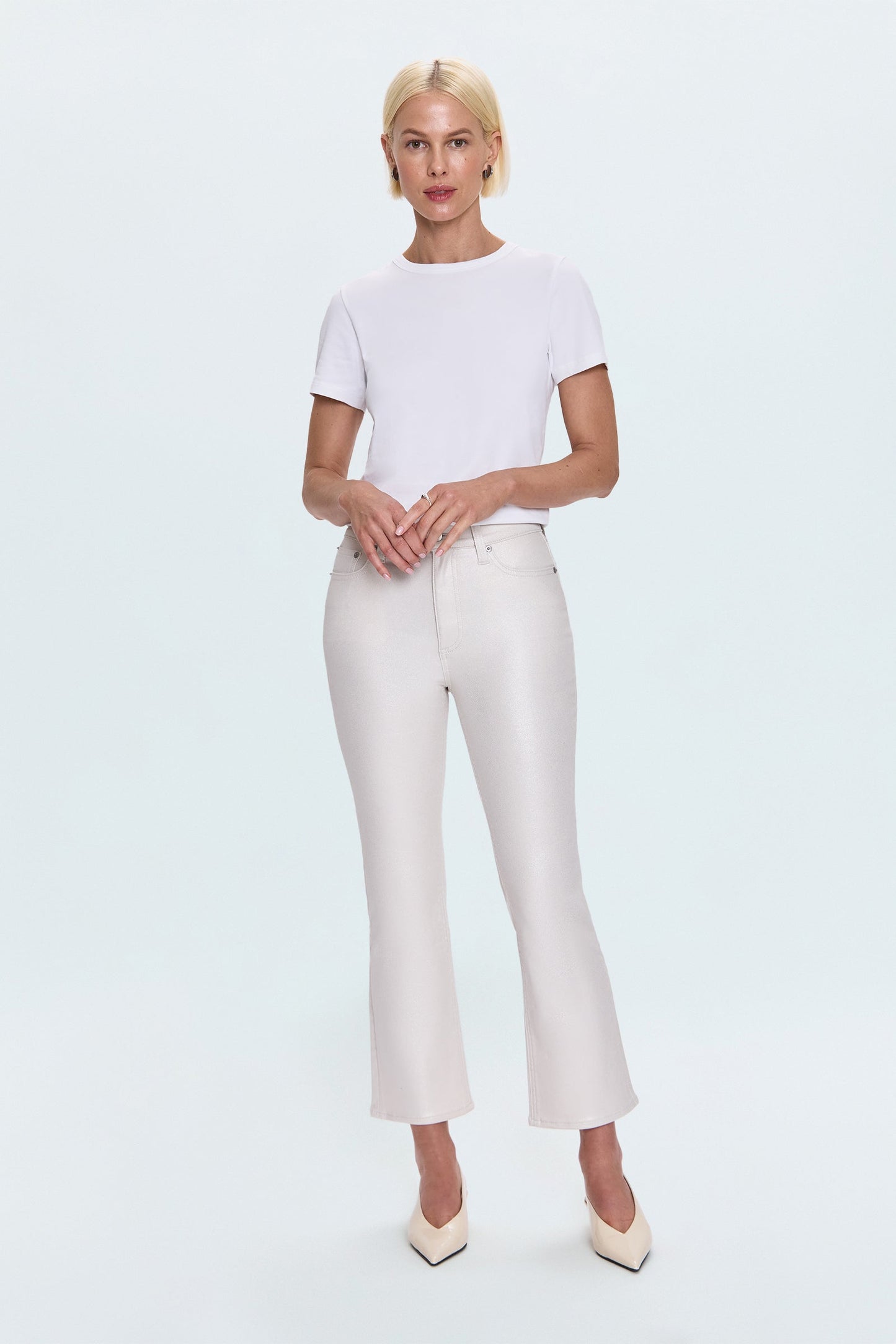 Allostudios – Lennon Højtaljede Crop Boot Jeans - Off White