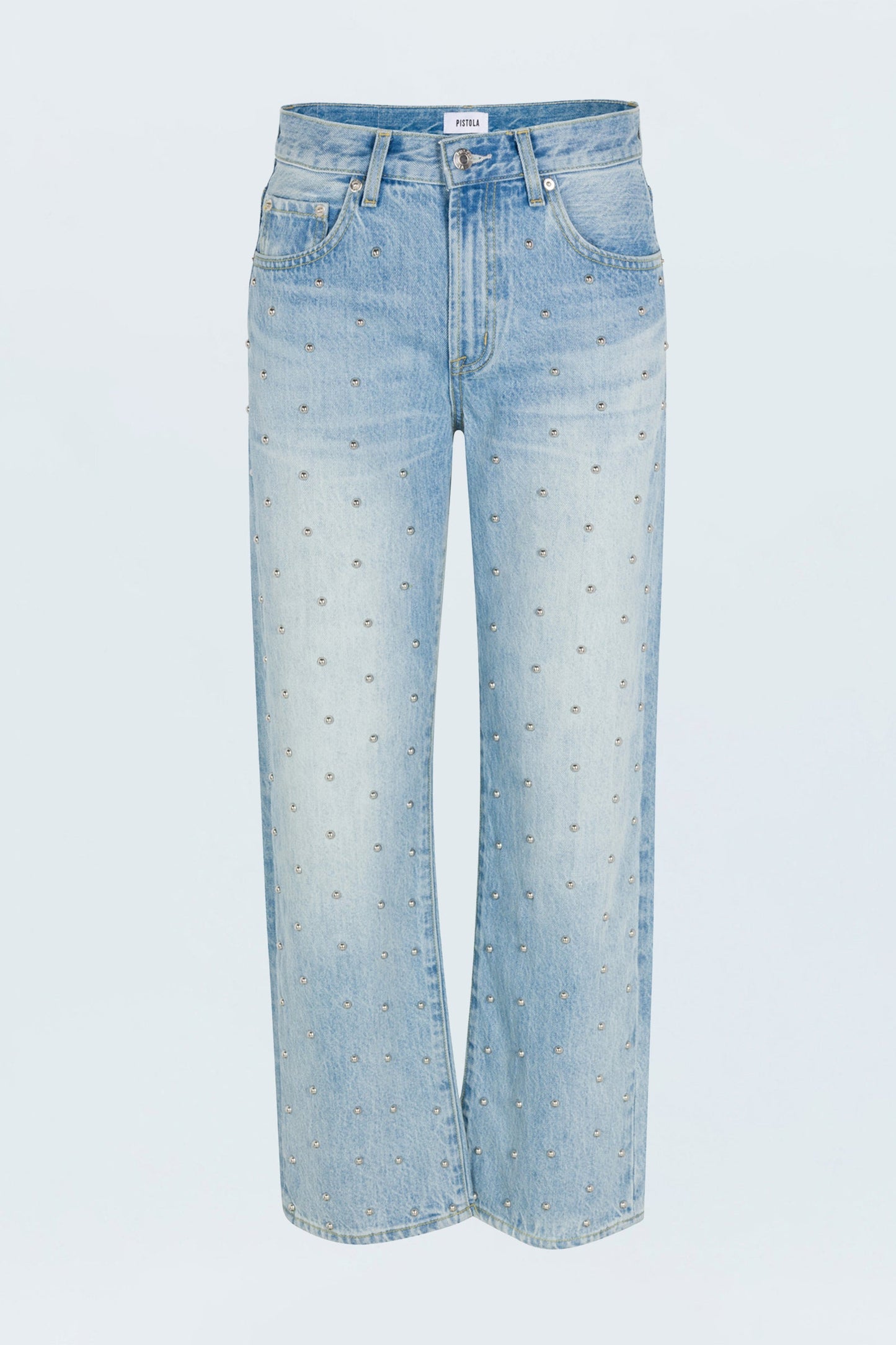 Allostudios – Lexi Mellemtaljede Bowed Straight Jeans - Lyseblå Vintage Denim