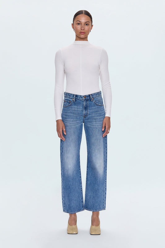 Allostudios – Lexi Mellemtaljet Bowed Straight Jeans - Mørk Blå