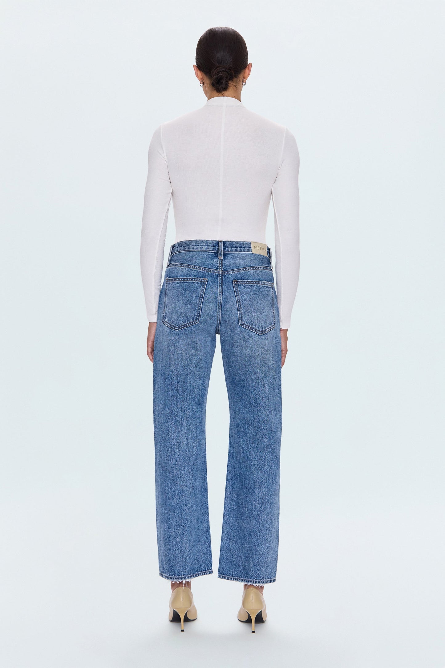 Allostudios – Lexi Mellemtaljet Bowed Straight Jeans - Mørk Blå