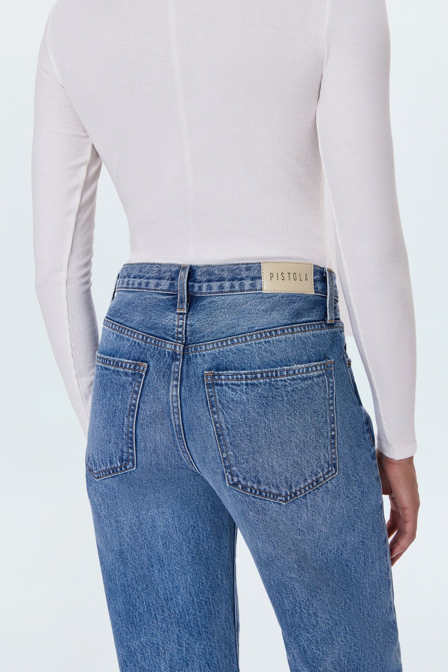 Allostudios – Lexi Mellemtaljet Bowed Straight Jeans - Mørk Blå