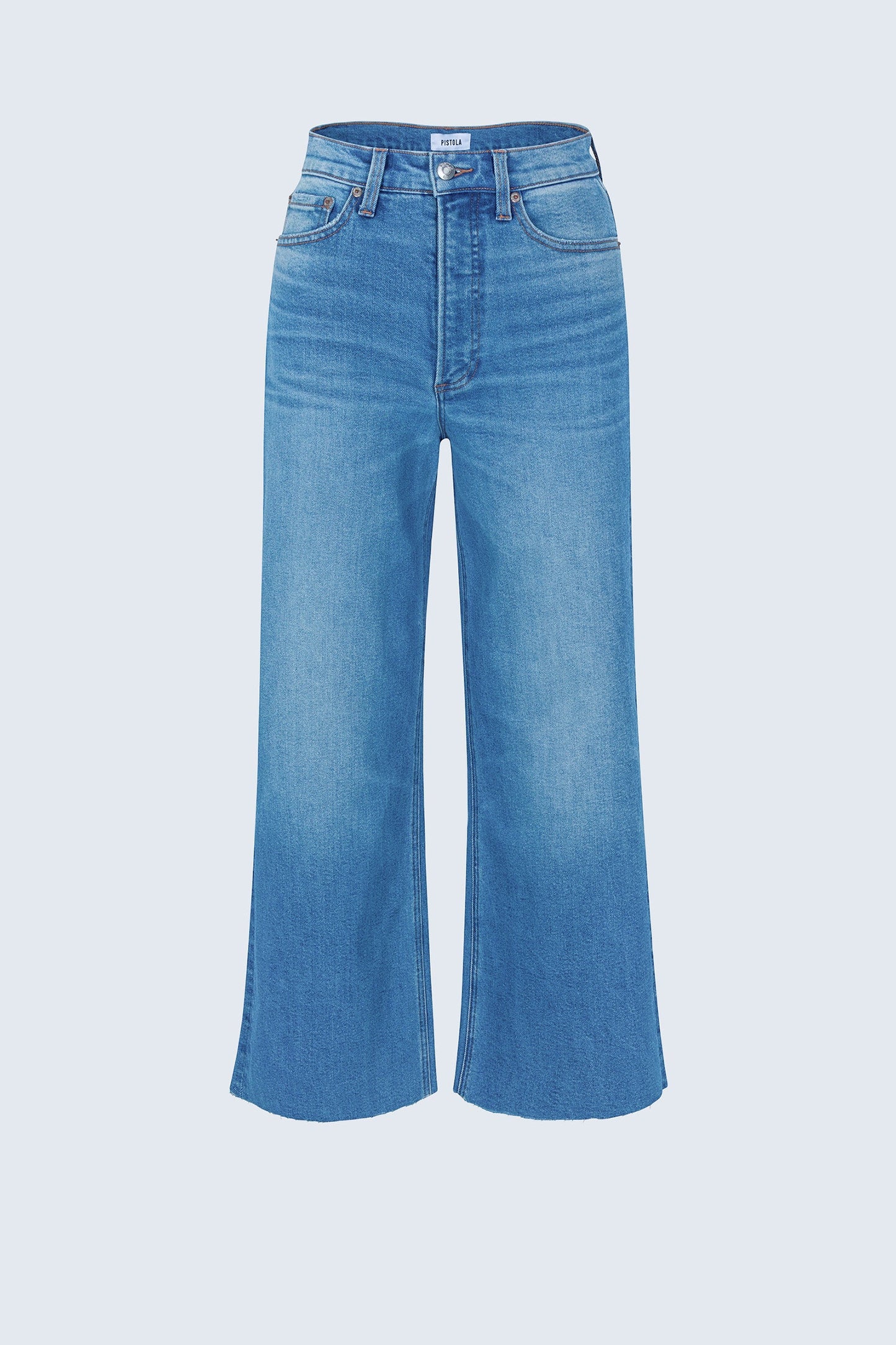 Allostudios PETITE Lana Croppede Jeans med Høj Talje og Ultrabrede Ben - Havblå