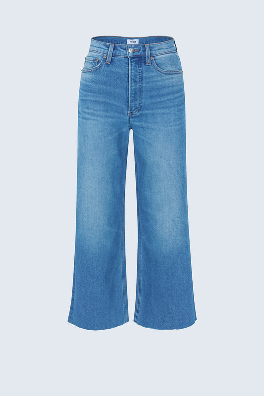 Allostudios PETITE Lana Croppede Jeans med Høj Talje og Ultrabrede Ben - Havblå