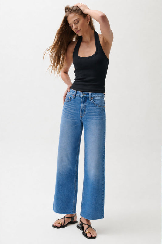 Allostudios Lana Crop High Rise Ultra Wide Leg Jeans - Havblå