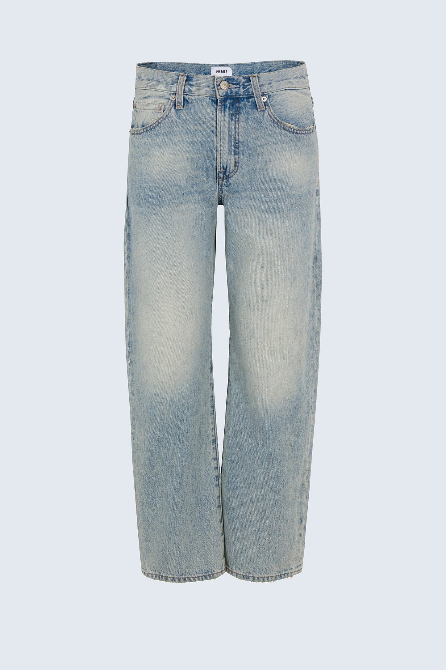 Allostudios – PETITE Lexi Mellemhøjtaljede Bowed Straight Jeans - Støvet Indigo