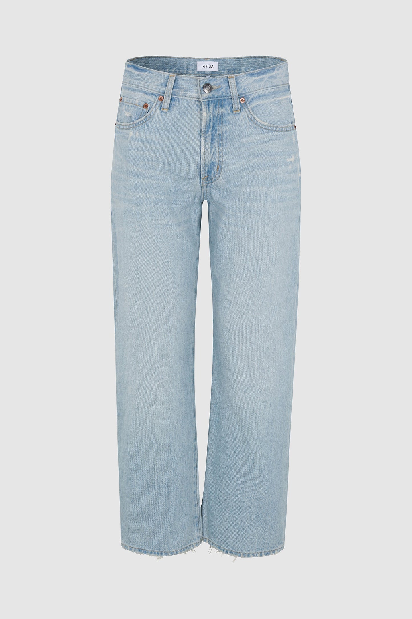 Allostudios Lexi Mid Rise Bowed Straight Jeans - Vintage Mellemblå